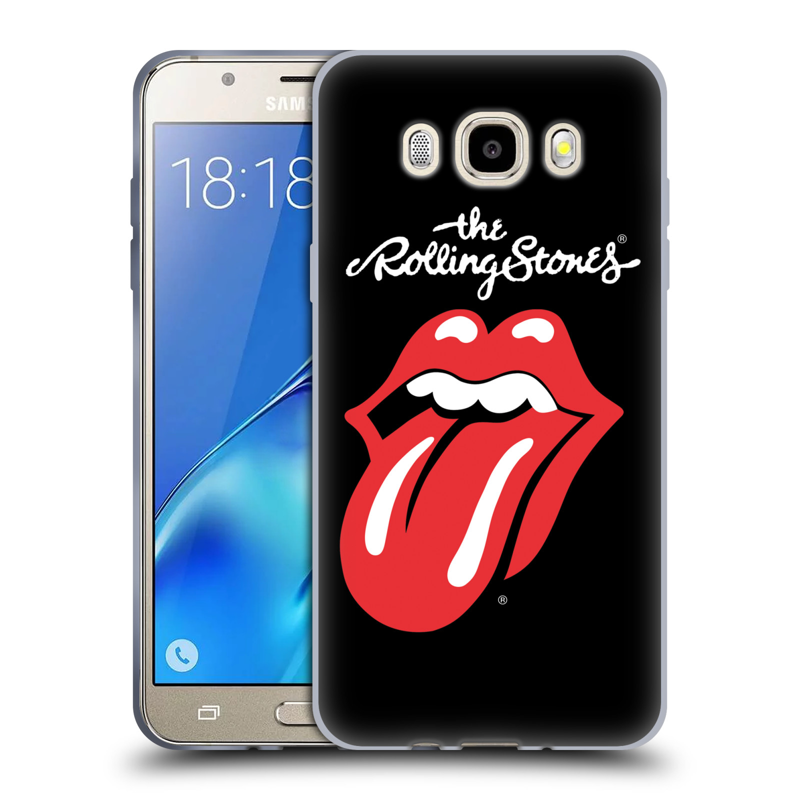 HEAD CASE silikonový obal na mobil Samsung Galaxy J5 2016 (J510) rocková skupina Rolling Stones znak černá a červená