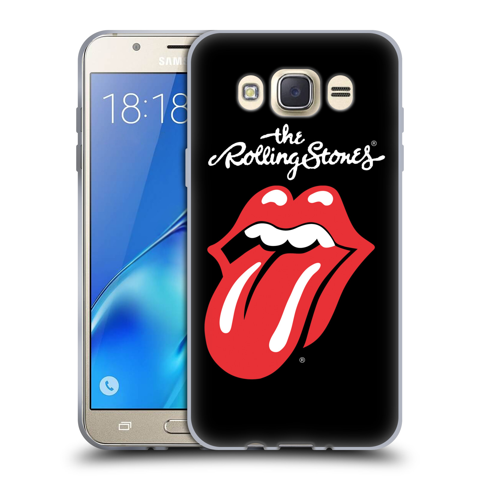 HEAD CASE silikonový obal na mobil Samsung Galaxy J7 2016 rocková skupina Rolling Stones znak černá a červená