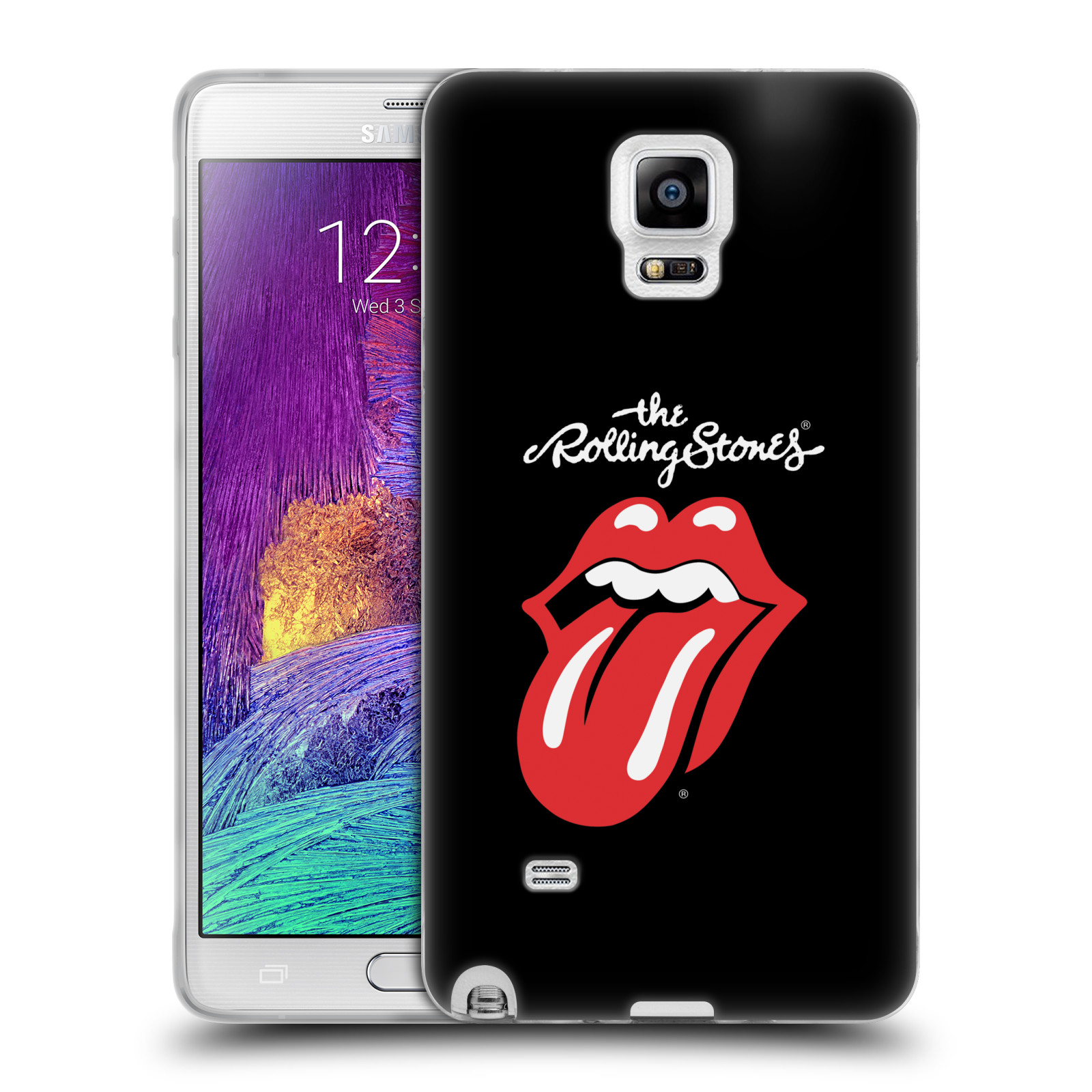 HEAD CASE silikonový obal na mobil Samsung Galaxy Note 4 rocková skupina Rolling Stones znak černá a červená