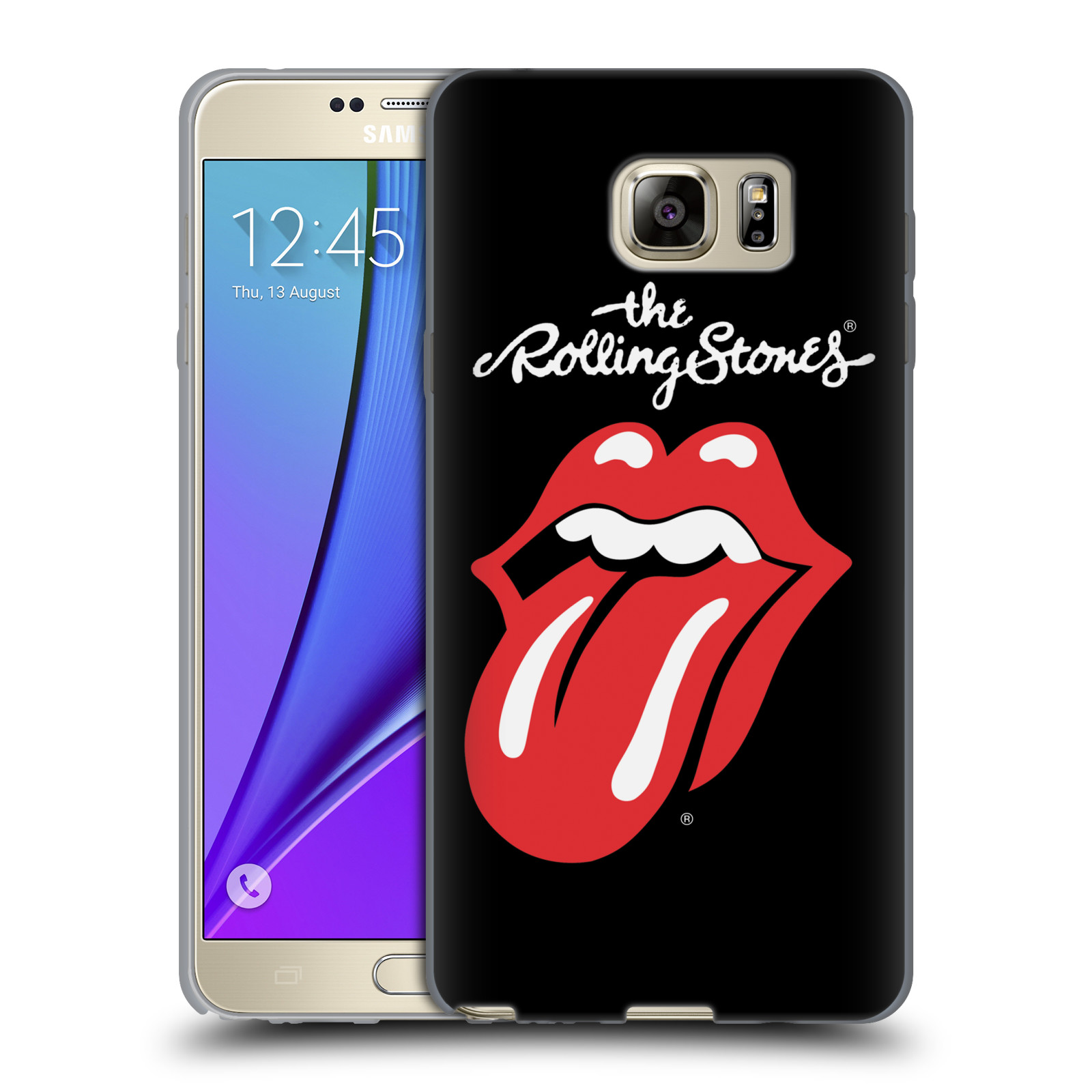 HEAD CASE silikonový obal na mobil Samsung Galaxy Note 5 rocková skupina Rolling Stones znak černá a červená