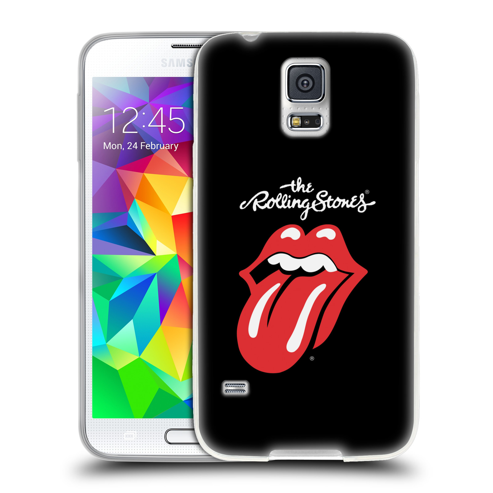 HEAD CASE silikonový obal na mobil Samsung Galaxy S5 rocková skupina Rolling Stones znak černá a červená