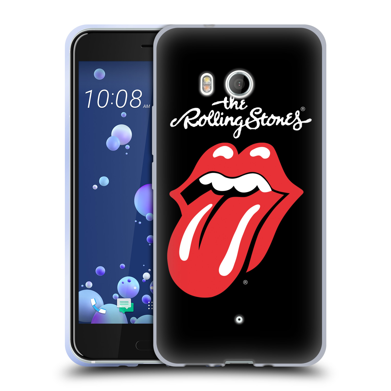 HEAD CASE silikonový obal na mobil HTC U11 / HTC U11 DUAL SIM rocková skupina Rolling Stones znak černá a červená