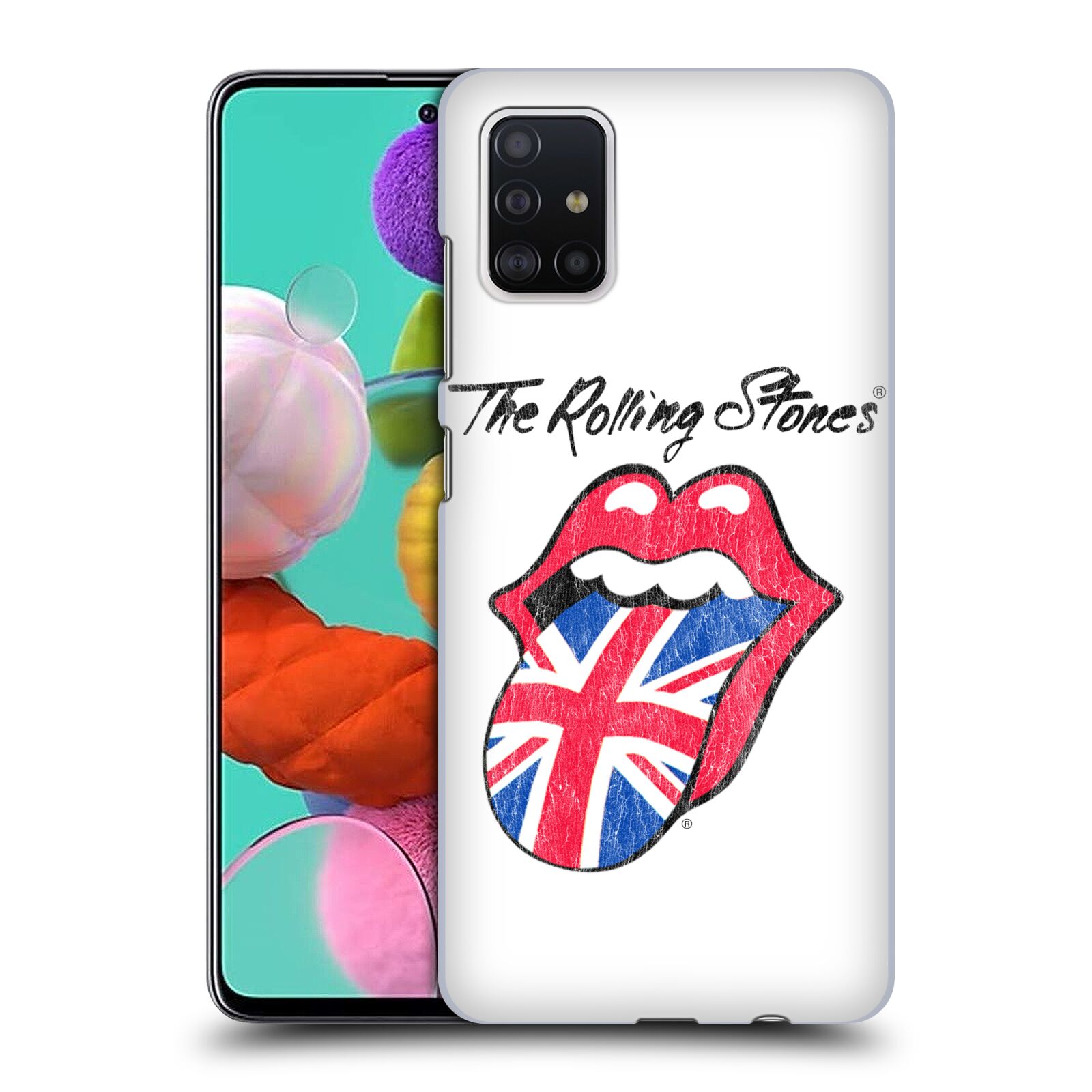 Pouzdro na mobil Samsung Galaxy A51 - HEAD CASE - rocková skupina Rolling Stones bílé pozadí