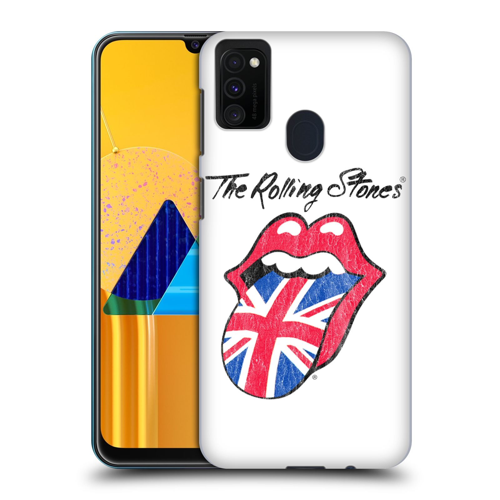 Zadní kryt na mobil Samsung Galaxy M21 rocková skupina Rolling Stones bílé pozadí