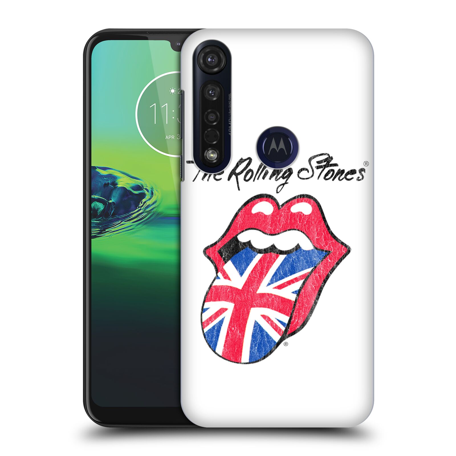 Pouzdro na mobil Motorola Moto G8 PLUS - HEAD CASE - rocková skupina Rolling Stones bílé pozadí