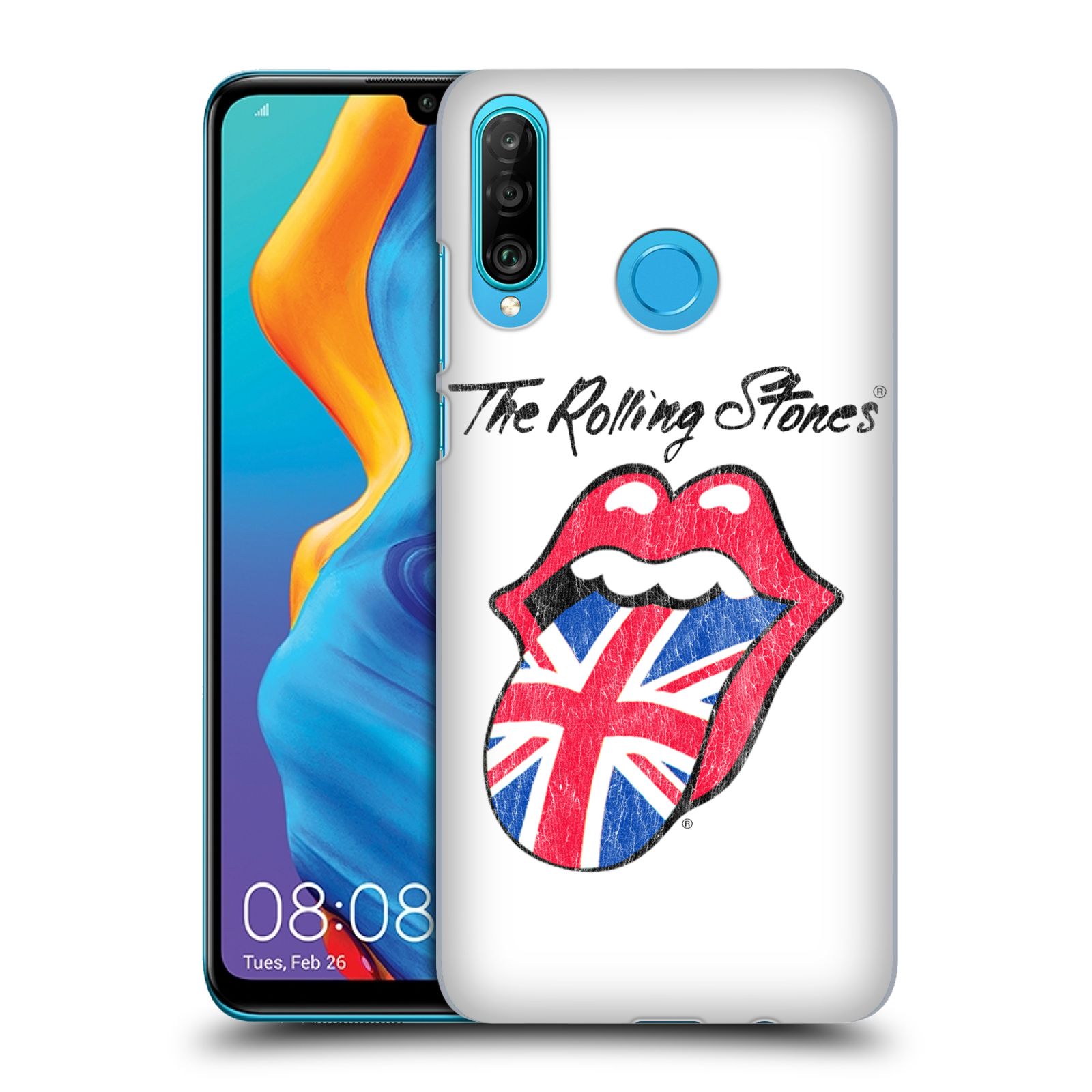 Pouzdro na mobil Huawei P30 LITE - HEAD CASE - rocková skupina Rolling Stones bílé pozadí