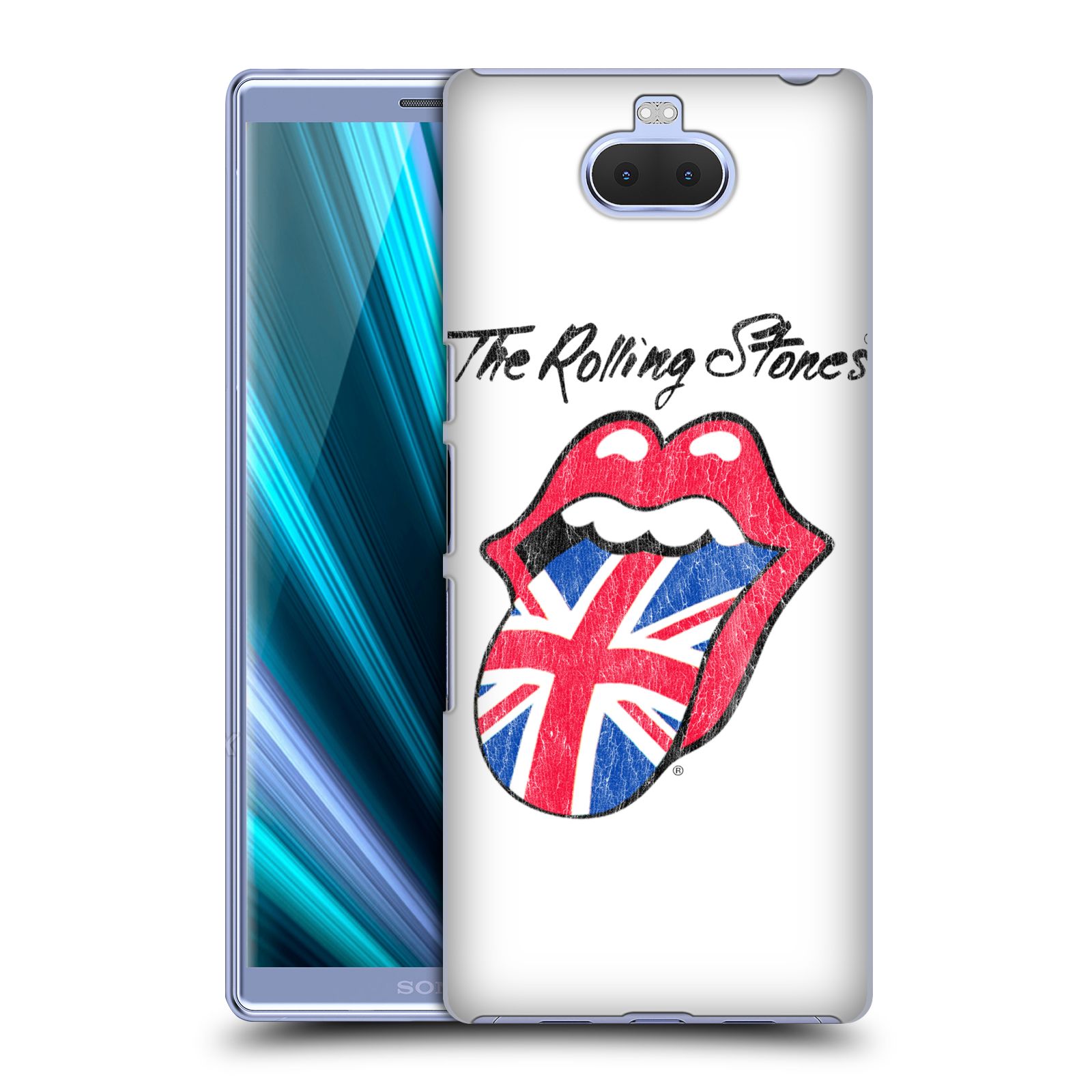 Pouzdro na mobil Sony Xperia 10 - Head Case - rocková skupina Rolling Stones bílé pozadí