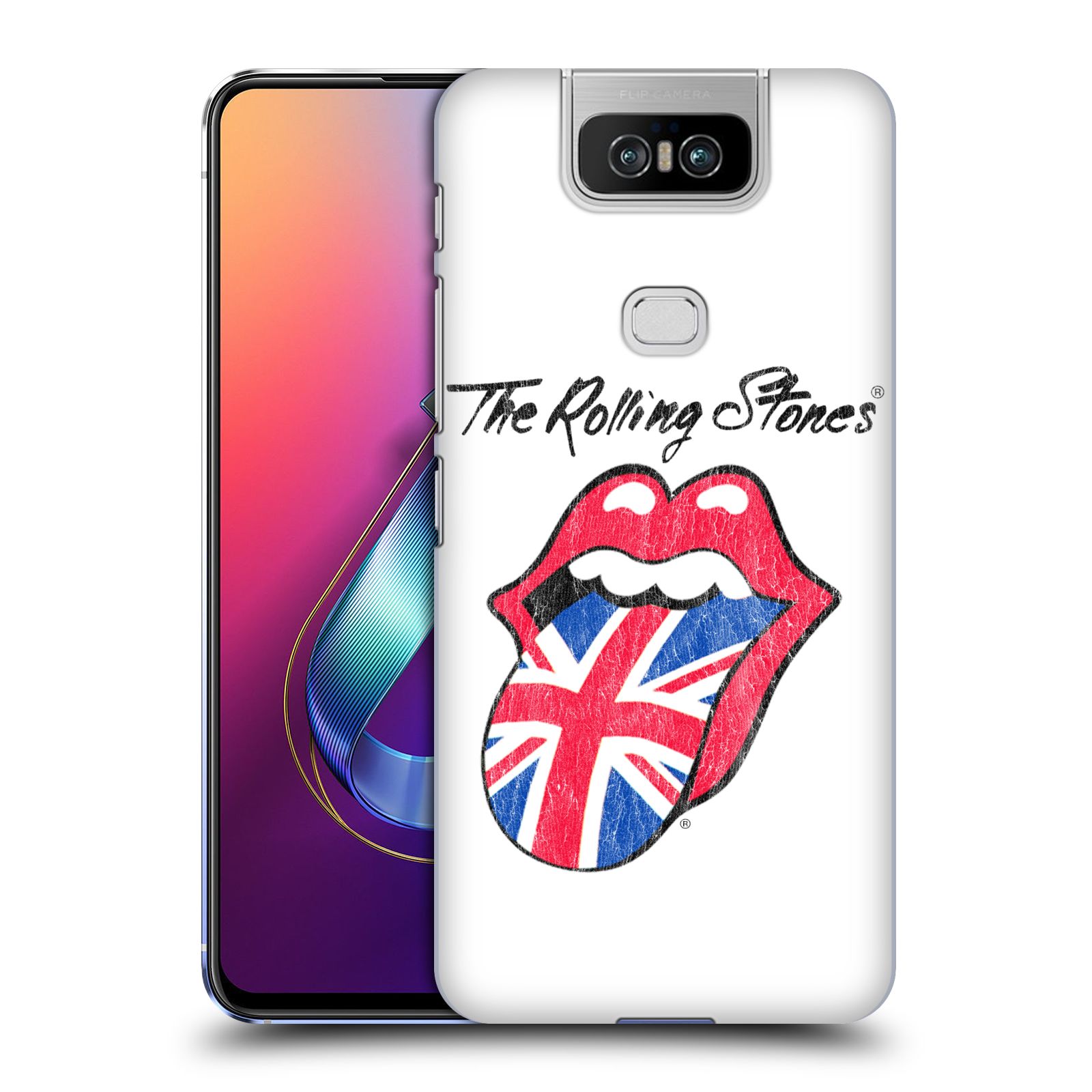 Pouzdro na mobil Asus Zenfone 6 ZS630KL - HEAD CASE - rocková skupina Rolling Stones bílé pozadí