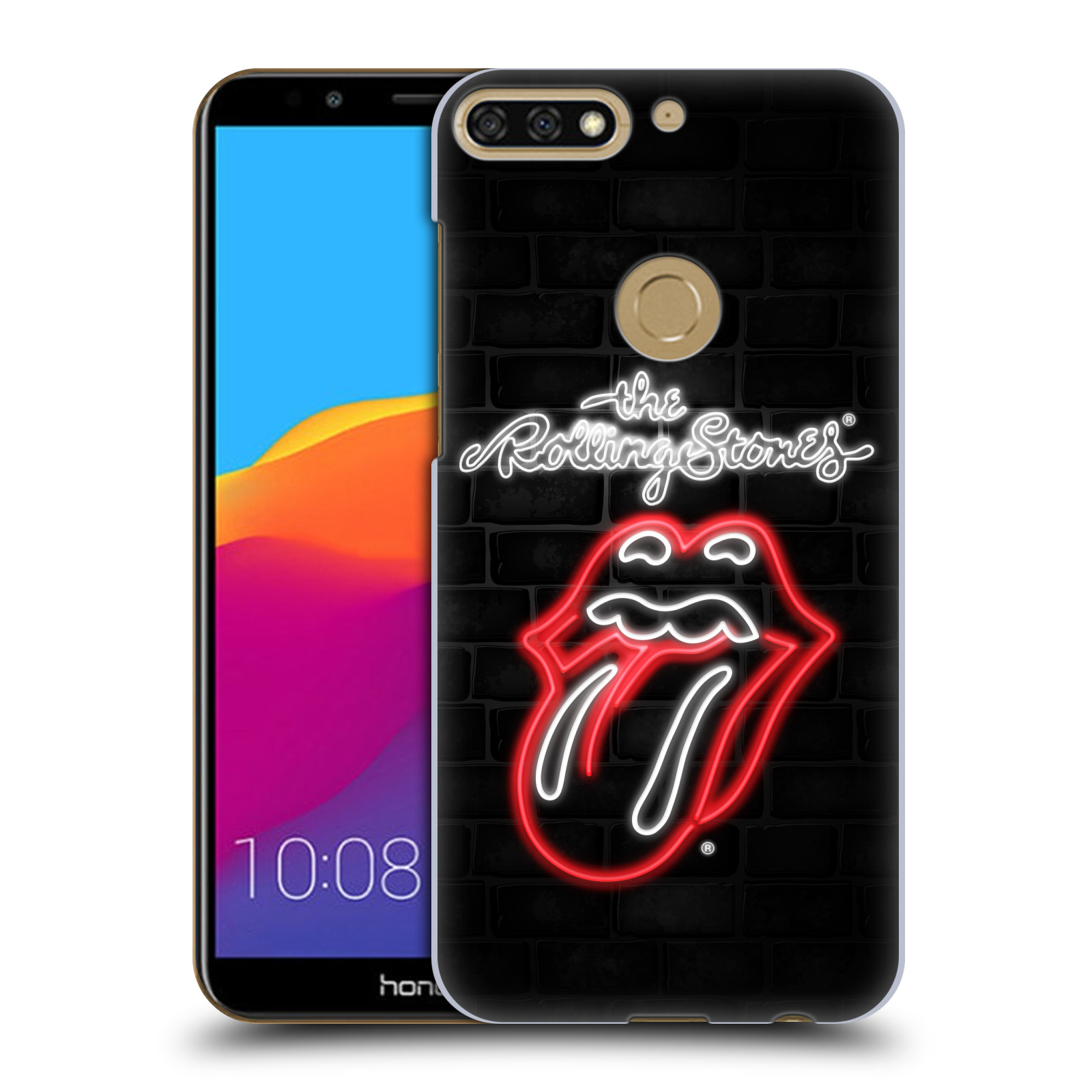 HEAD CASE plastový obal na mobil Honor 7c rocková skupina Rolling Stones neon