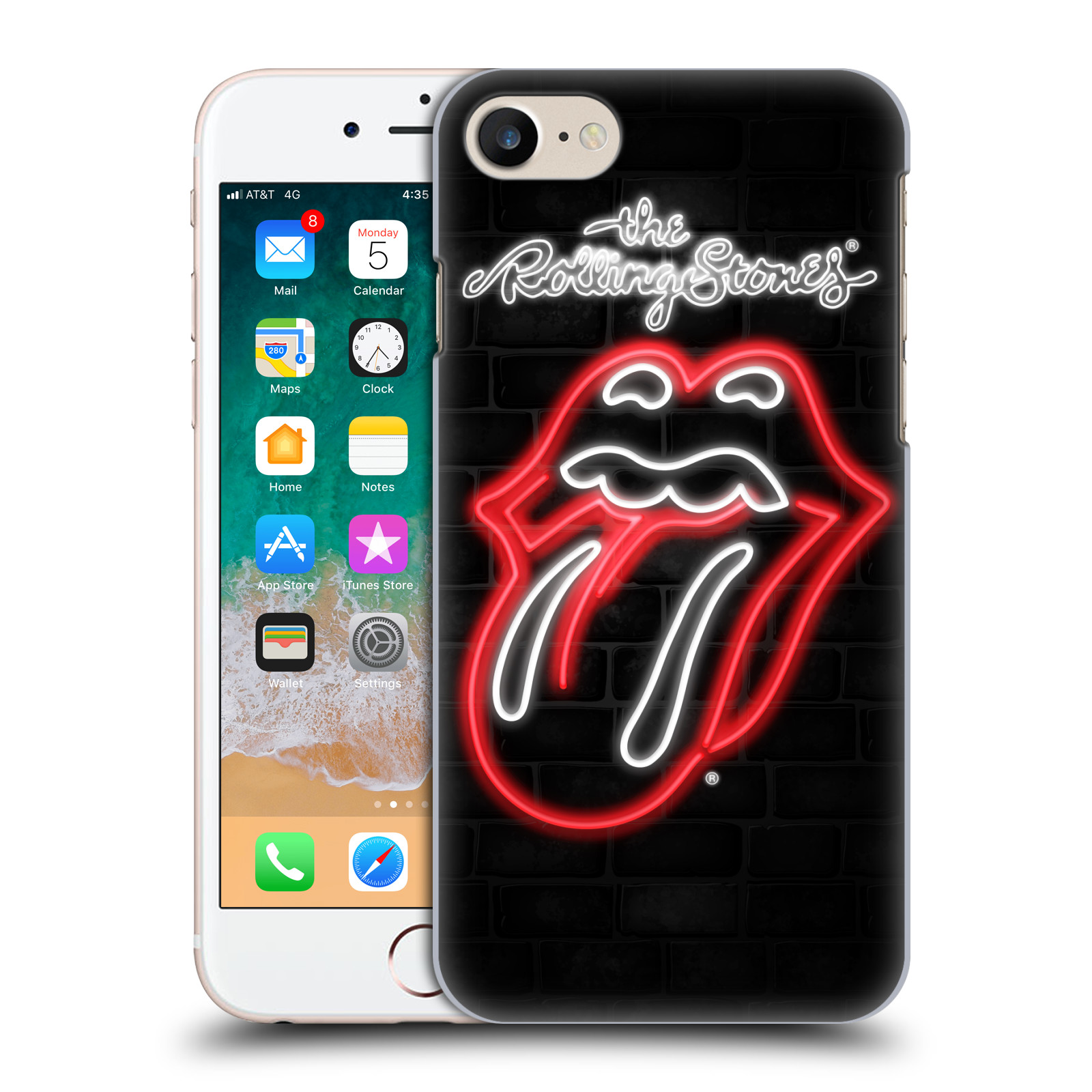 Plastové pouzdro pro mobil Apple Iphone 7/8/SE 2020 rocková skupina Rolling Stones neon