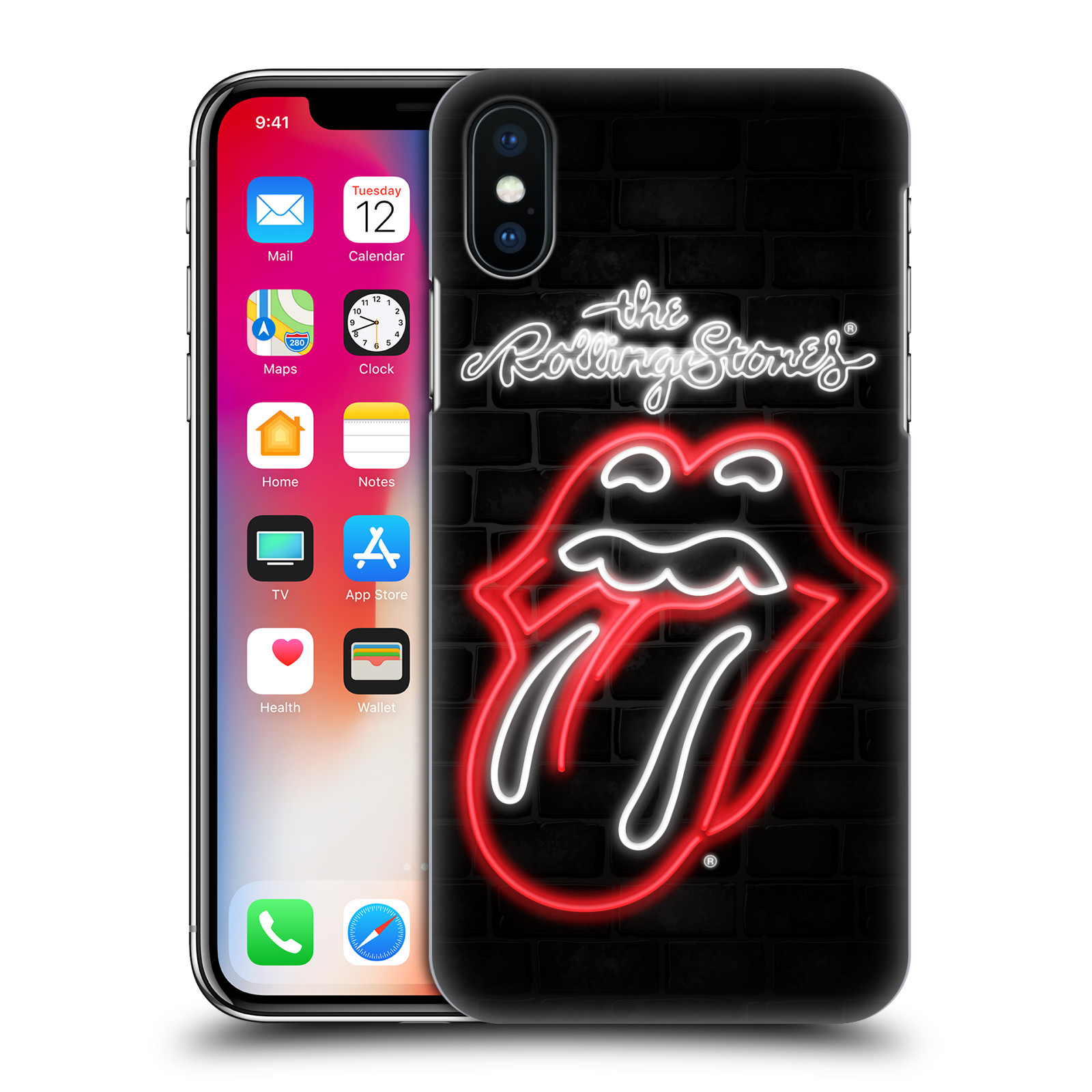 HEAD CASE plastový obal na mobil Apple Iphone X / XS rocková skupina Rolling Stones neon