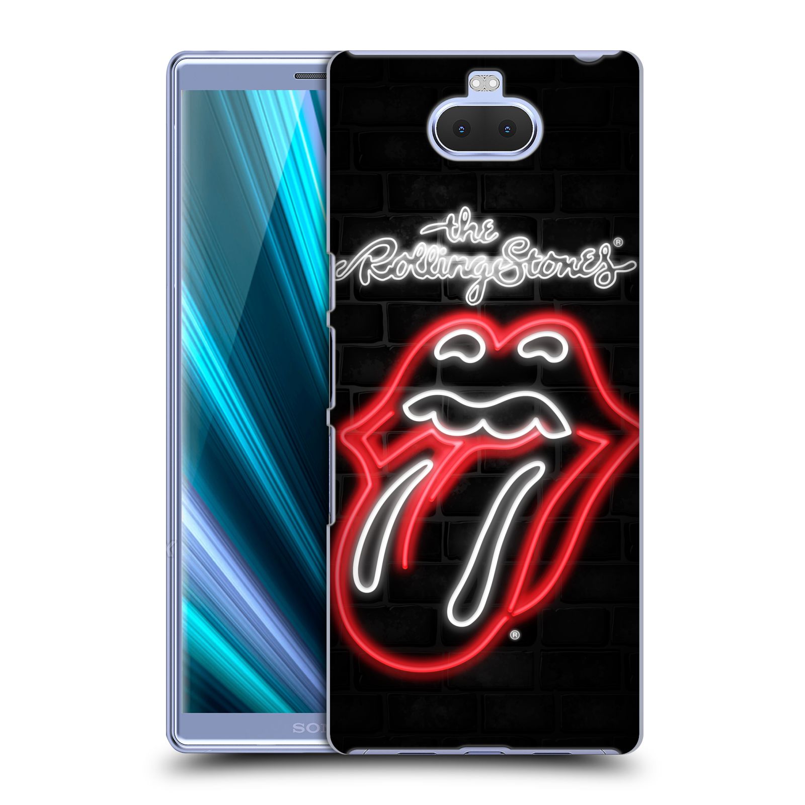 Pouzdro na mobil Sony Xperia 10 - Head Case - rocková skupina Rolling Stones neon