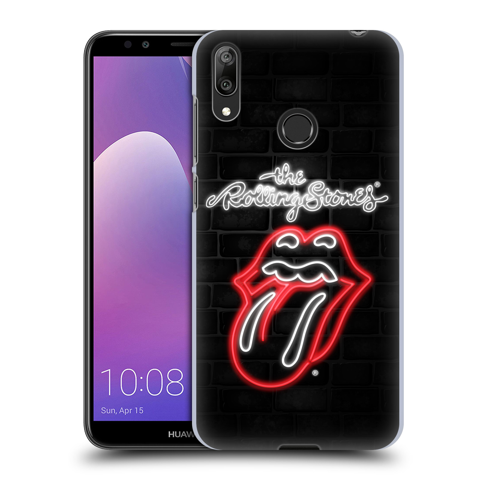Pouzdro na mobil Huawei Y7 2019 - Head Case - rocková skupina Rolling Stones neon