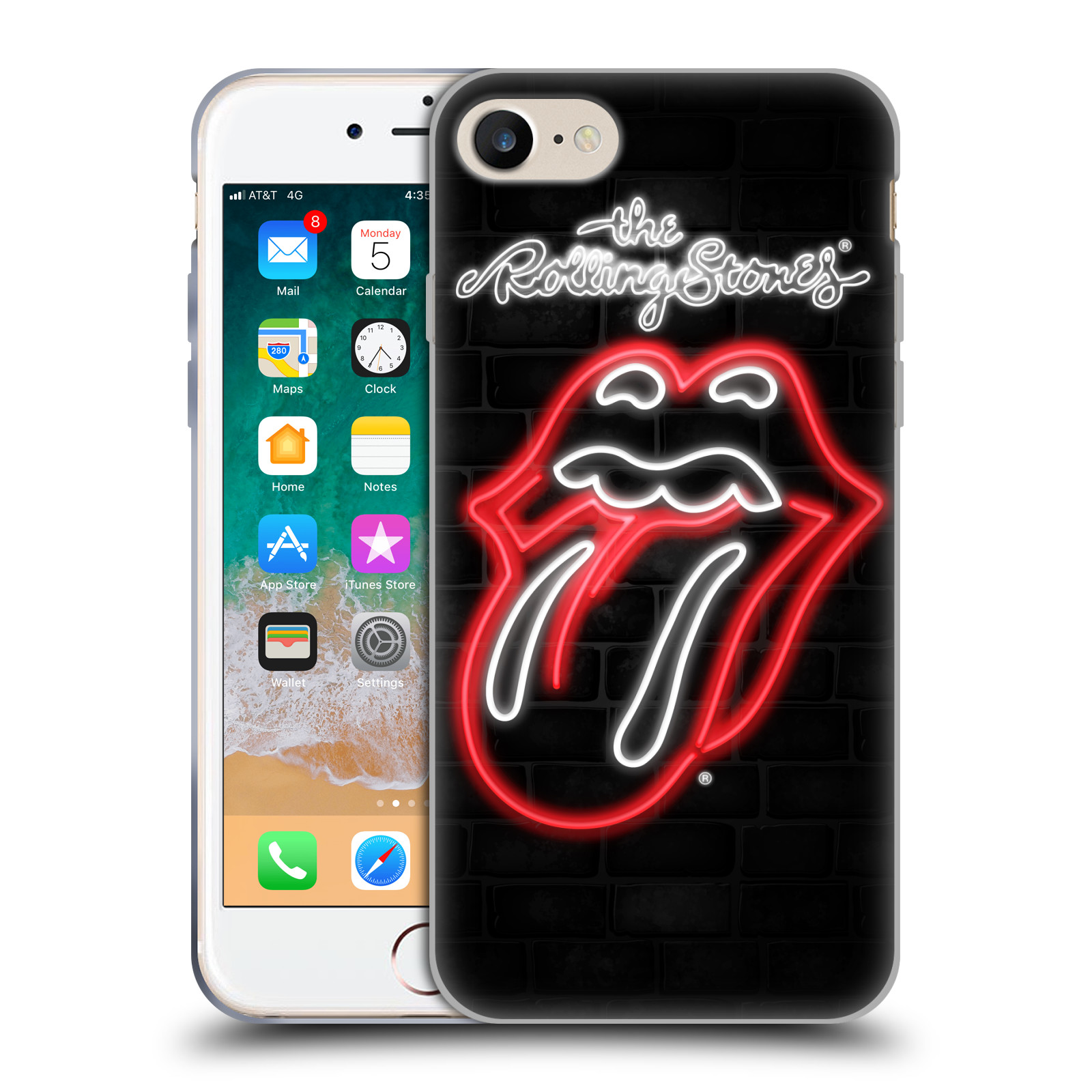 HEAD CASE silikonový obal na mobil Apple Iphone 7 rocková skupina Rolling Stones neon