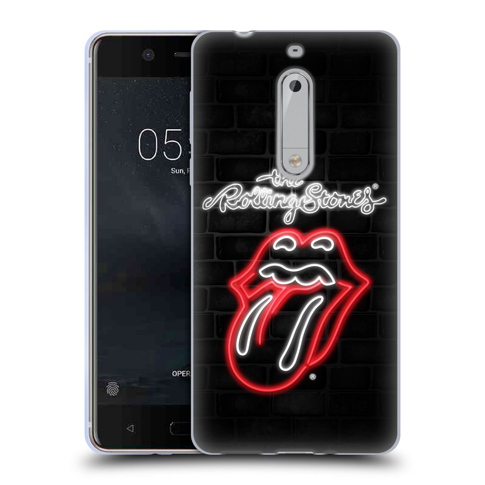 HEAD CASE silikonový obal na mobil Nokia 5 rocková skupina Rolling Stones neon