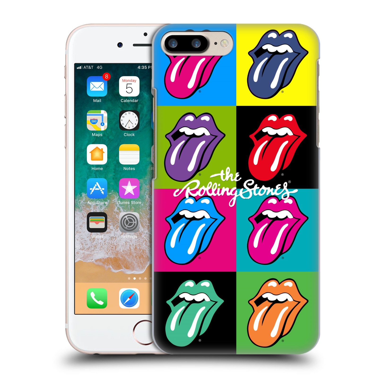 Plastové pouzdro pro mobil Apple Iphone 8 PLUS rocková skupina Rolling Stones POP ART