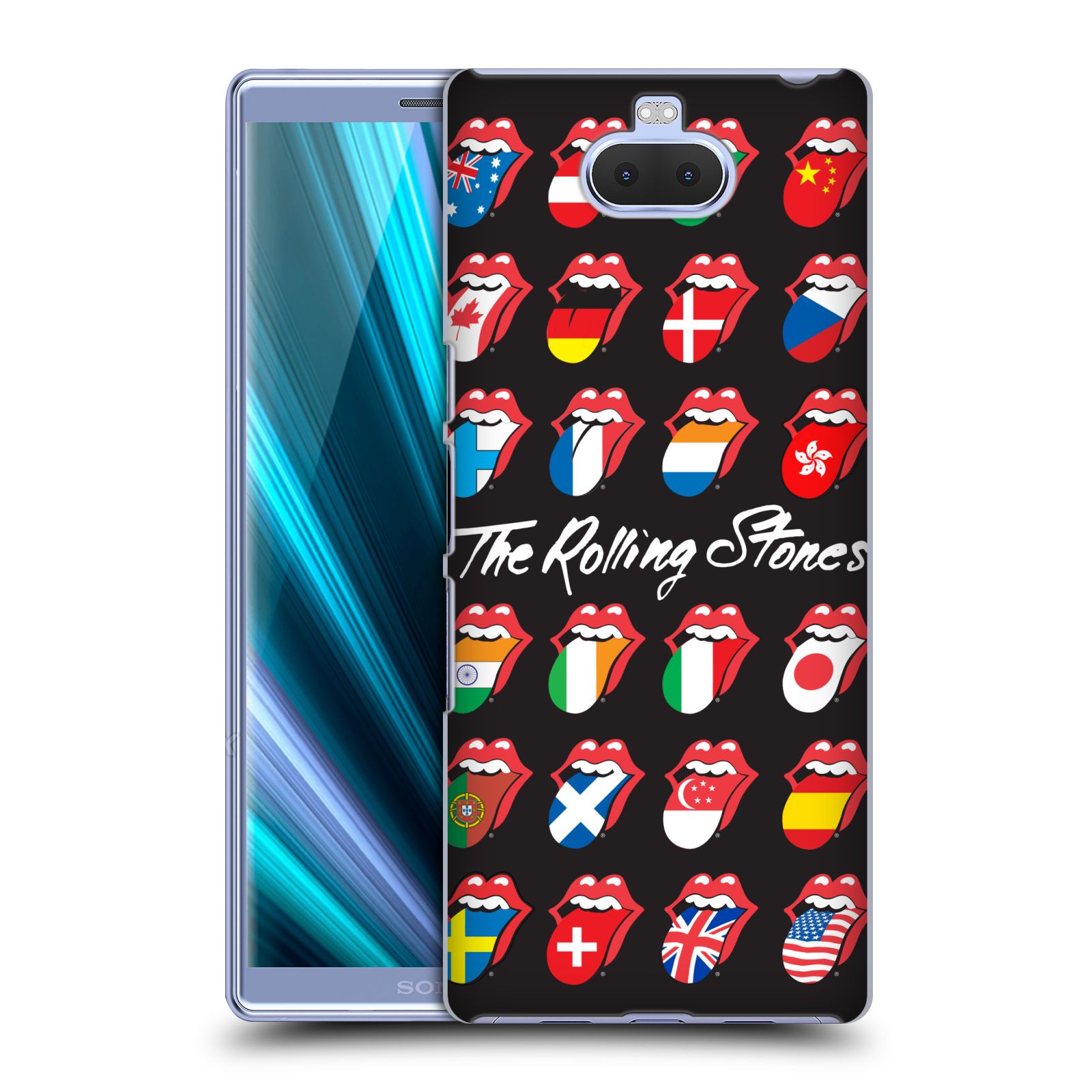 Pouzdro na mobil Sony Xperia 10 - Head Case - rocková skupina Rolling Stones vlajky
