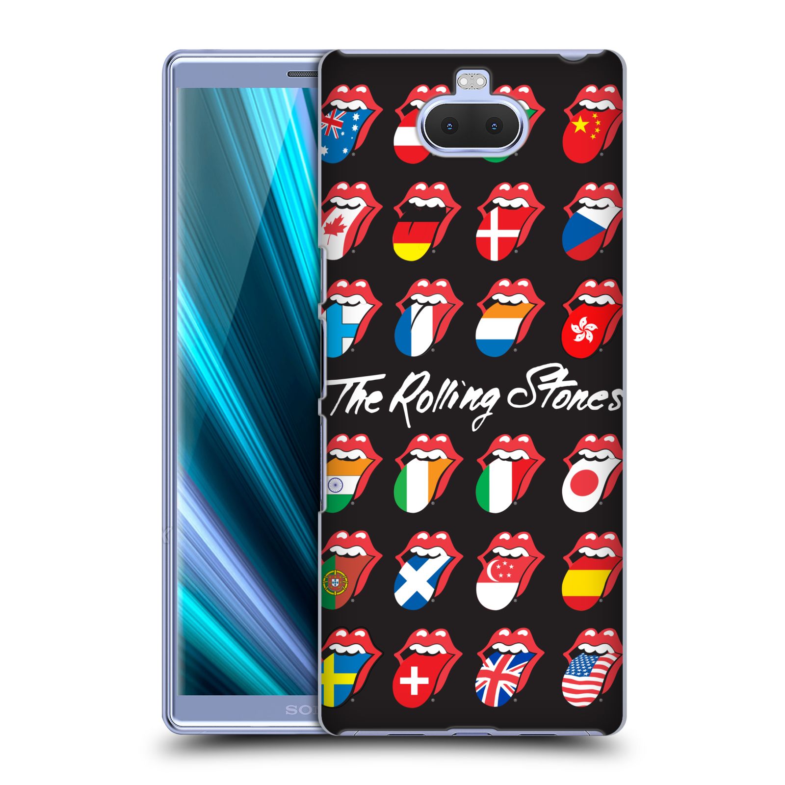 Pouzdro na mobil Sony Xperia 10 Plus - Head Case - rocková skupina Rolling Stones vlajky
