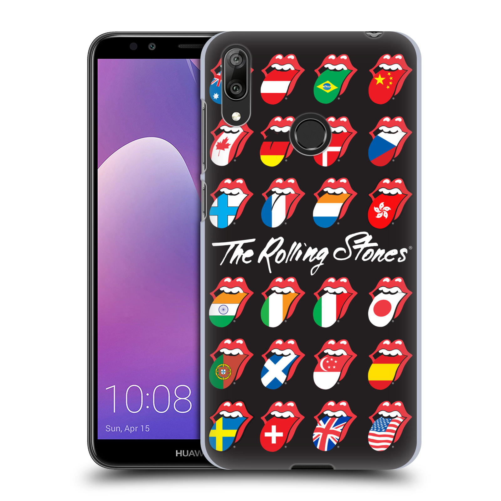 Pouzdro na mobil Huawei Y7 2019 - Head Case - rocková skupina Rolling Stones vlajky