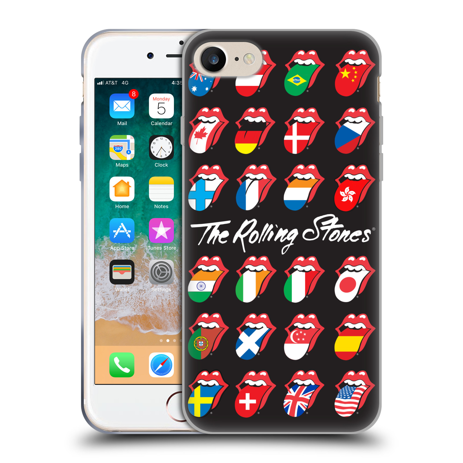 HEAD CASE silikonový obal na mobil Apple Iphone 7 rocková skupina Rolling Stones vlajky
