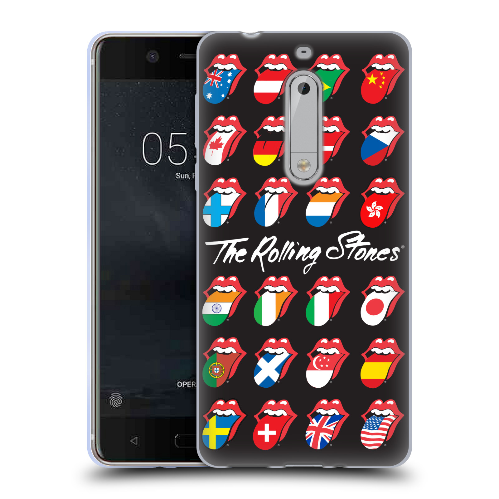 HEAD CASE silikonový obal na mobil Nokia 5 rocková skupina Rolling Stones vlajky