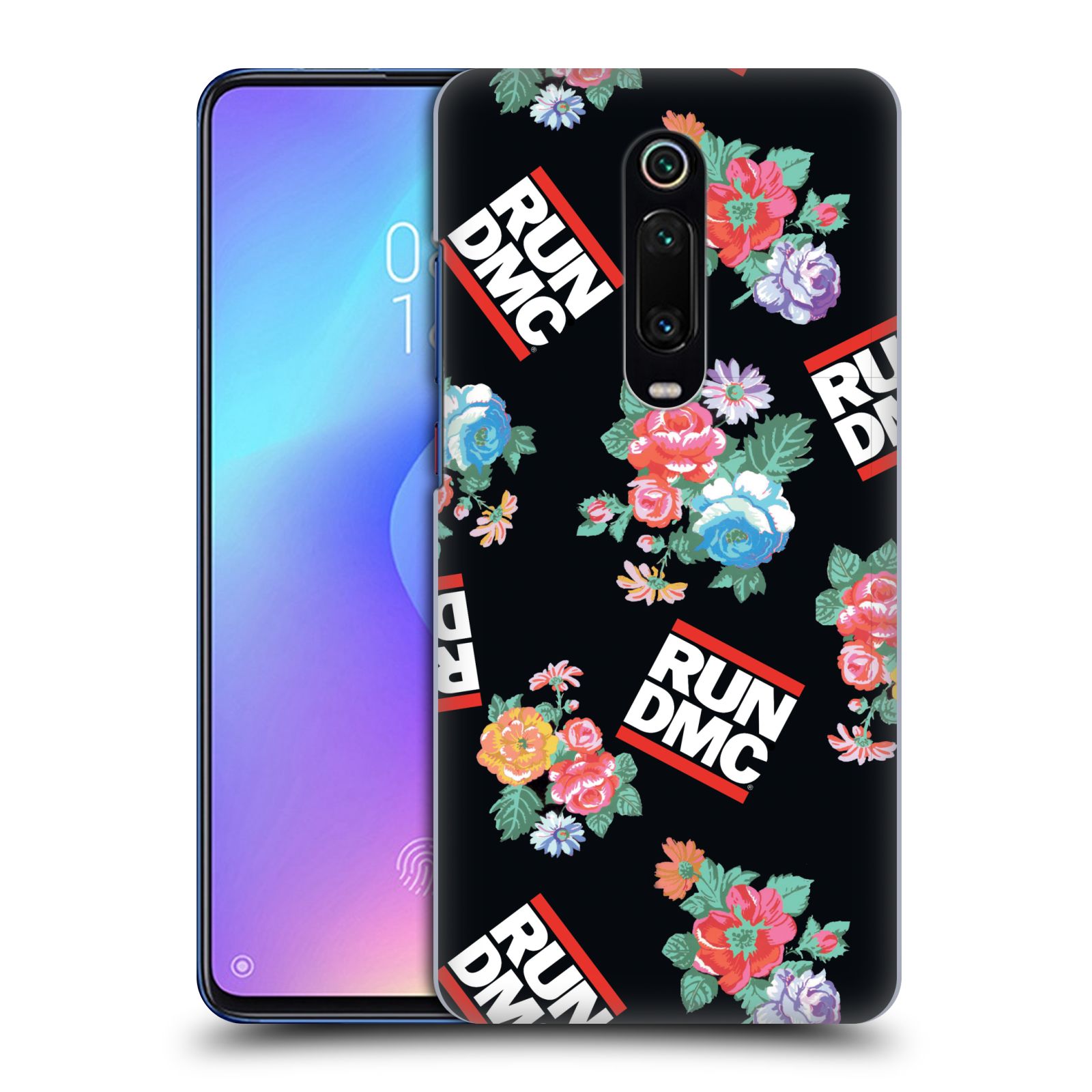 Pouzdro na mobil Xiaomi Mi 9T PRO - HEAD CASE - rapová kapela Run DMC květiny černé pozadí