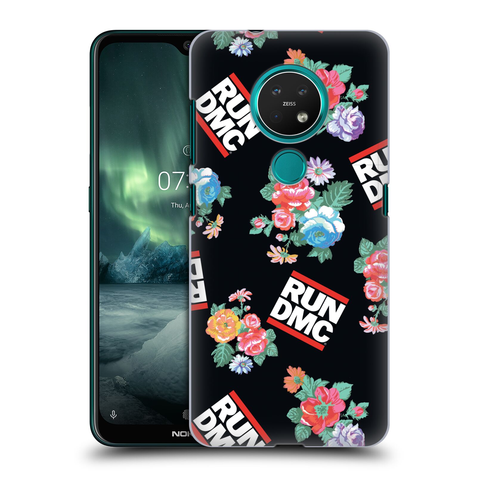 Pouzdro na mobil NOKIA 7.2 - HEAD CASE - rapová kapela Run DMC květiny černé pozadí
