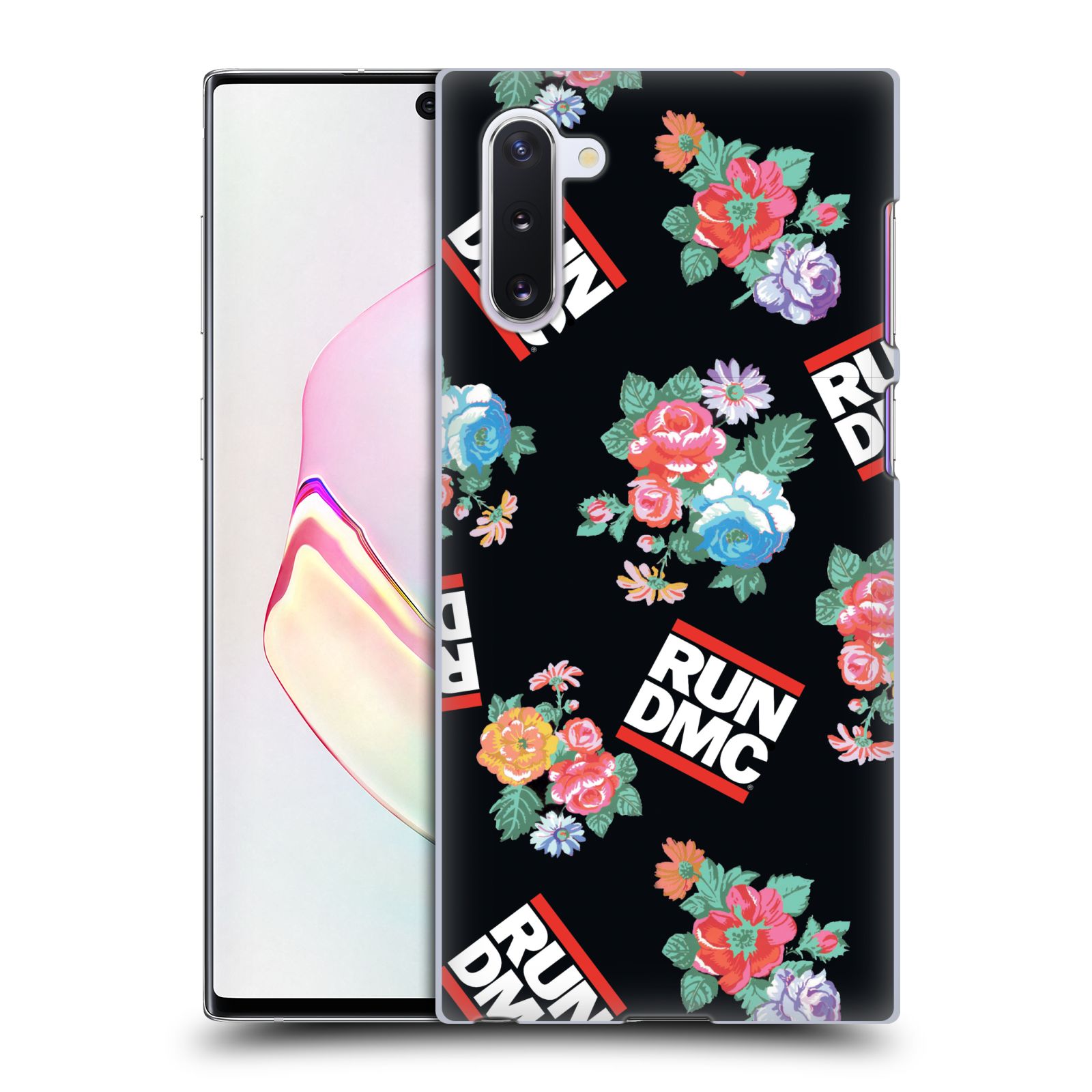 Pouzdro na mobil Samsung Galaxy Note 10 - HEAD CASE - rapová kapela Run DMC květiny černé pozadí