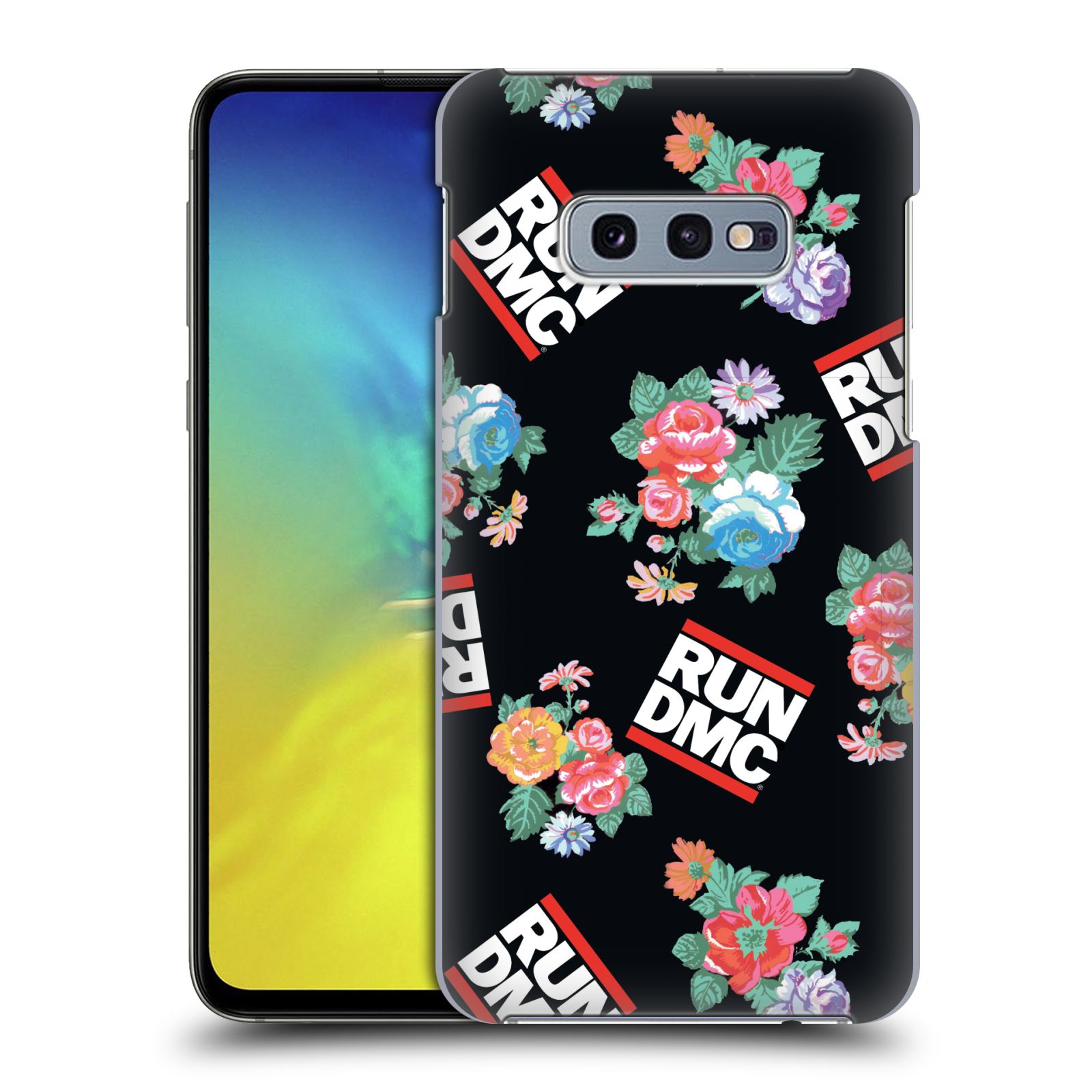 Pouzdro na mobil Samsung Galaxy S10e - HEAD CASE - rapová kapela Run DMC květiny černé pozadí