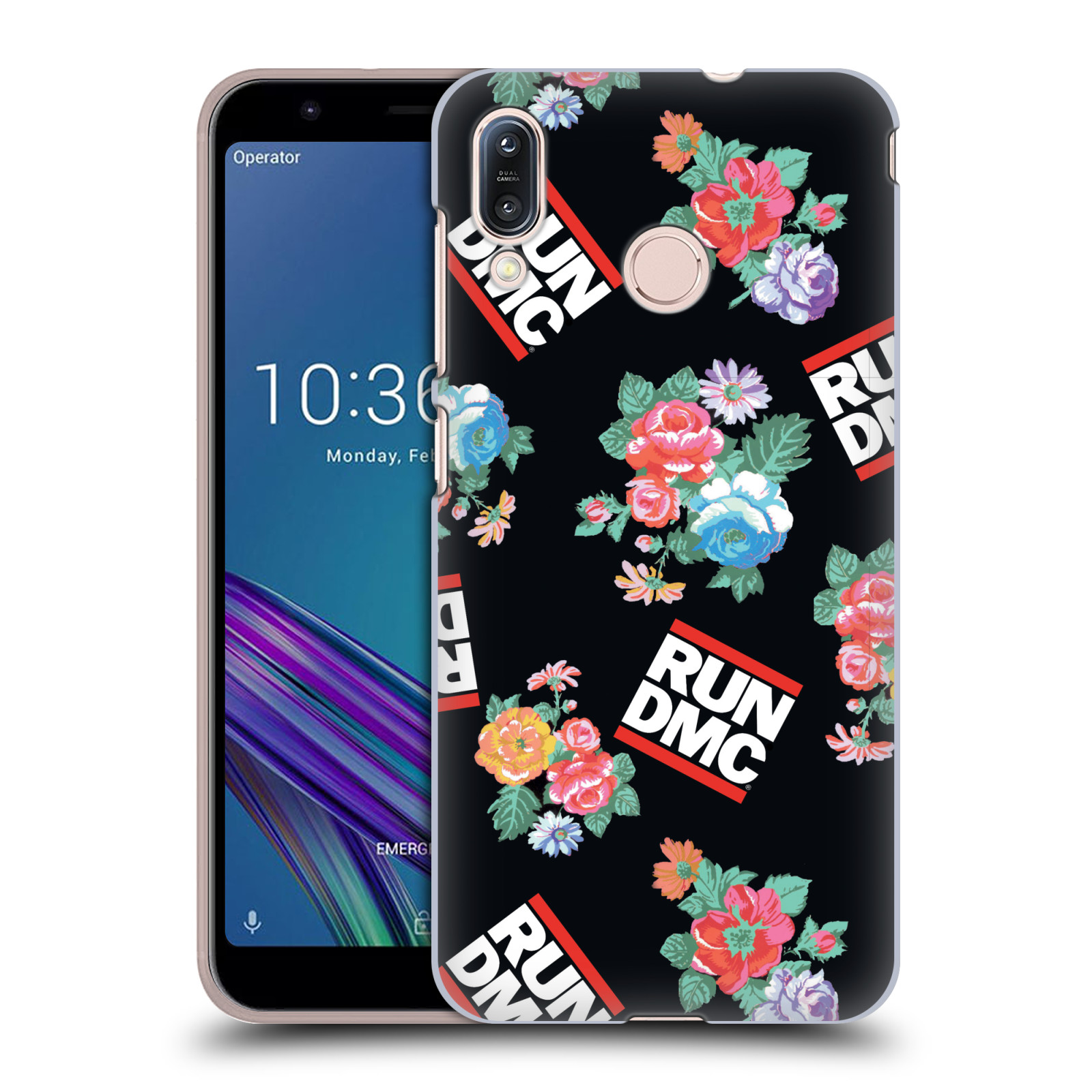 Pouzdro na mobil Asus Zenfone Max M1 (ZB555KL) - HEAD CASE - rapová kapela Run DMC květiny černé pozadí