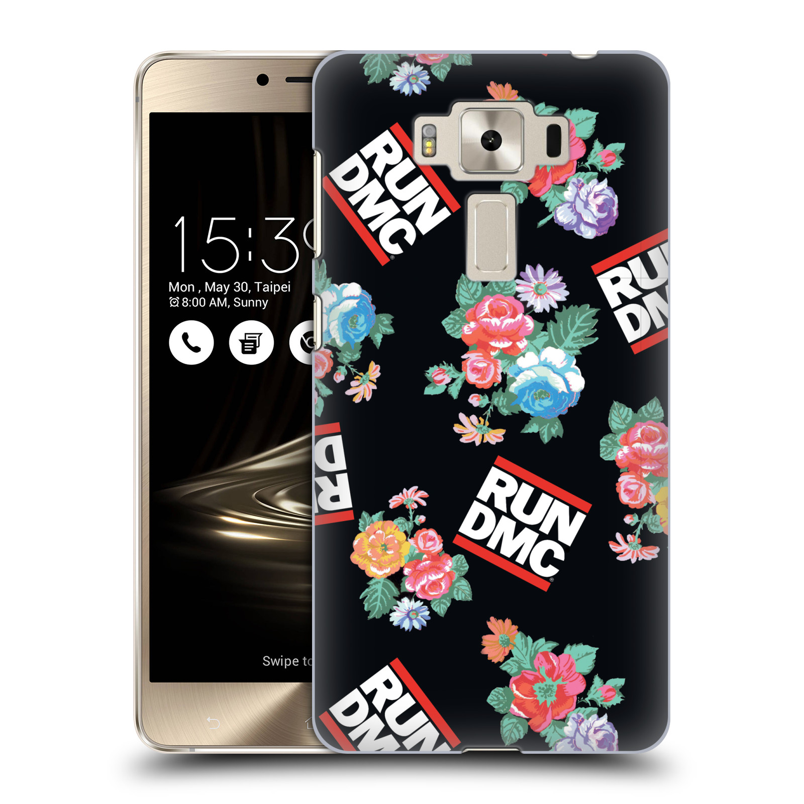 HEAD CASE plastový obal na mobil Asus Zenfone 3 DELUXE ZS550KL rapová kapela Run DMC květiny černé pozadí