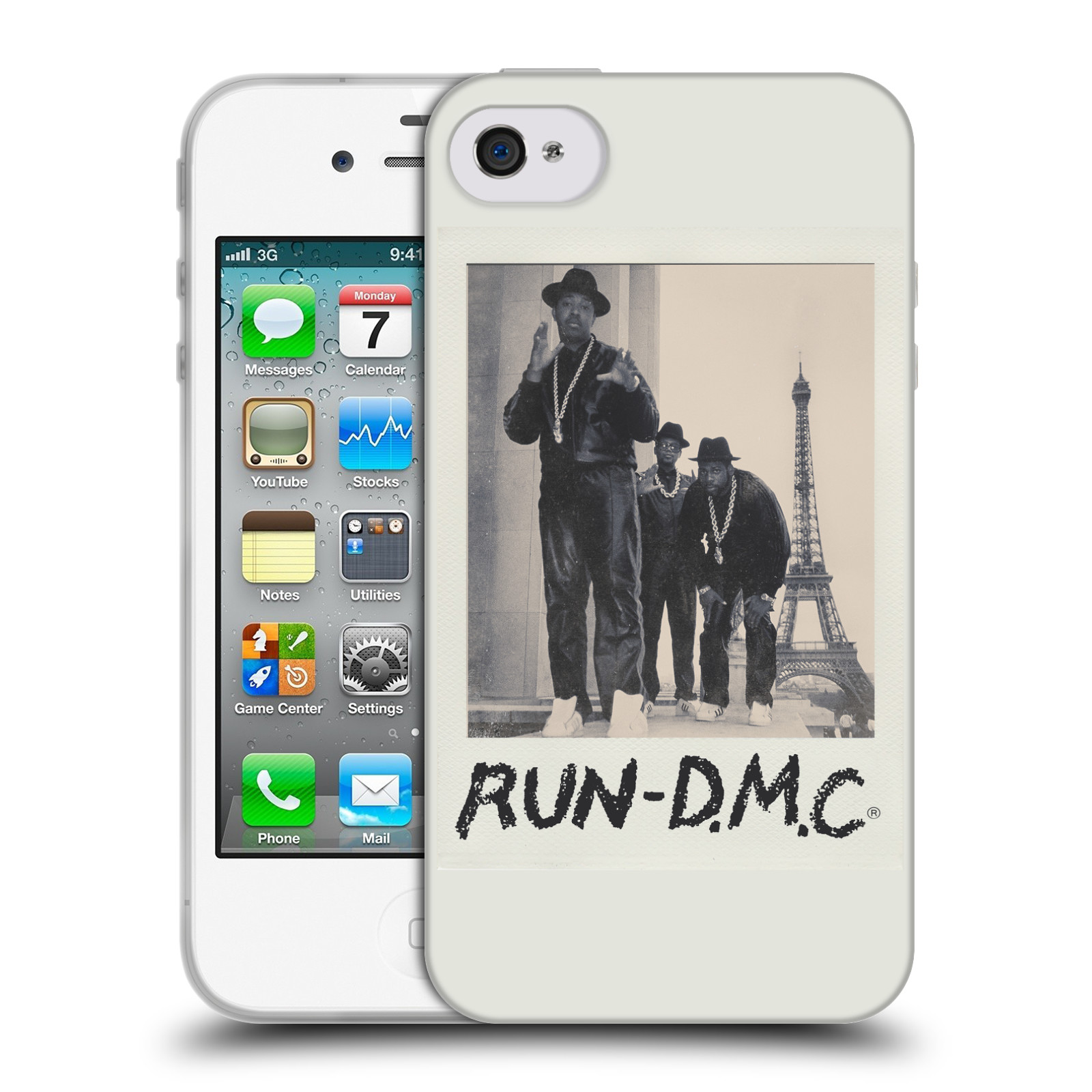 HEAD CASE silikonový obal na mobil Apple Iphone 4/4S rapová kapela Run DMC foto polaroid