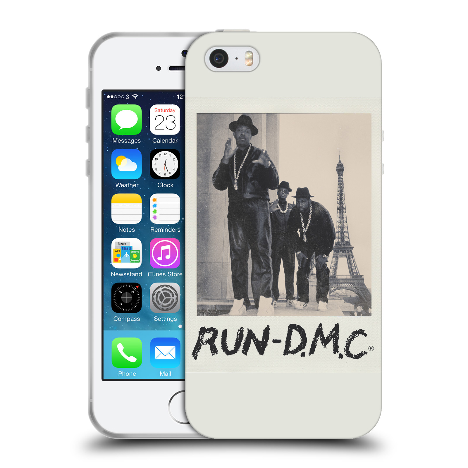 HEAD CASE silikonový obal na mobil Apple Iphone 5/5S rapová kapela Run DMC foto polaroid