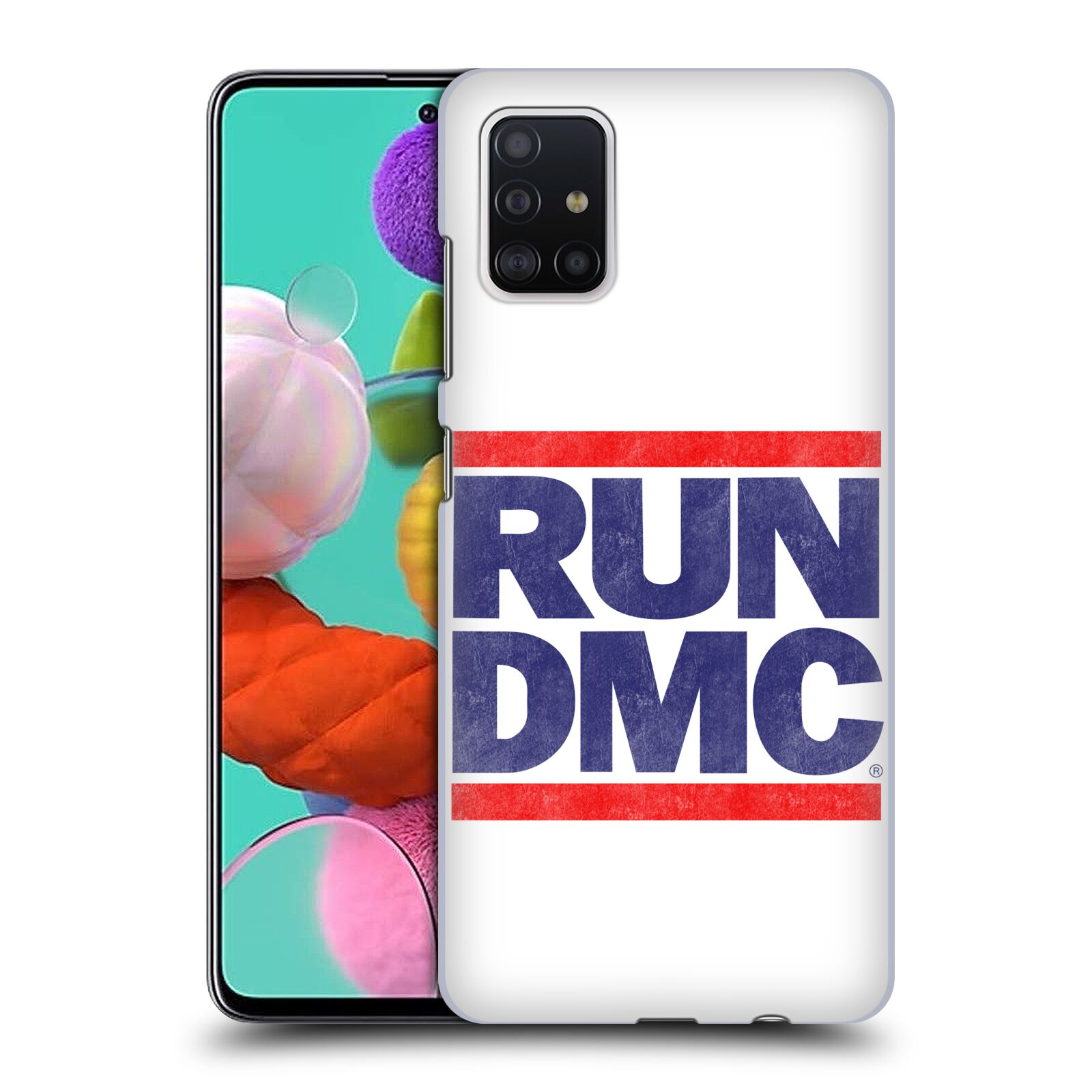 Pouzdro na mobil Samsung Galaxy A51 - HEAD CASE - rapová kapela Run DMC modrá a červená nadpis