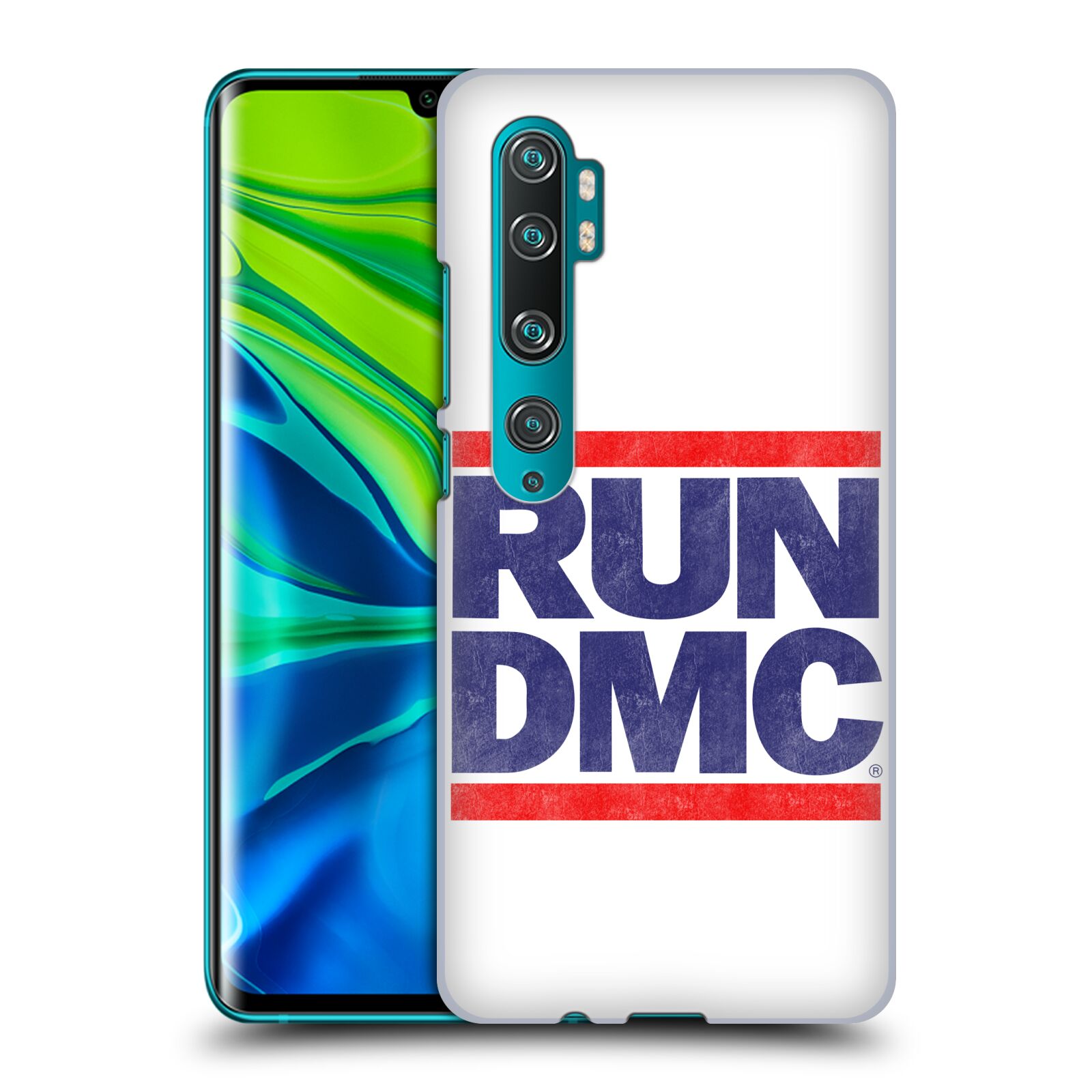Pouzdro na mobil Xiaomi Mi Note 10 / Mi Note 10 PRO - HEAD CASE - rapová kapela Run DMC modrá a červená nadpis