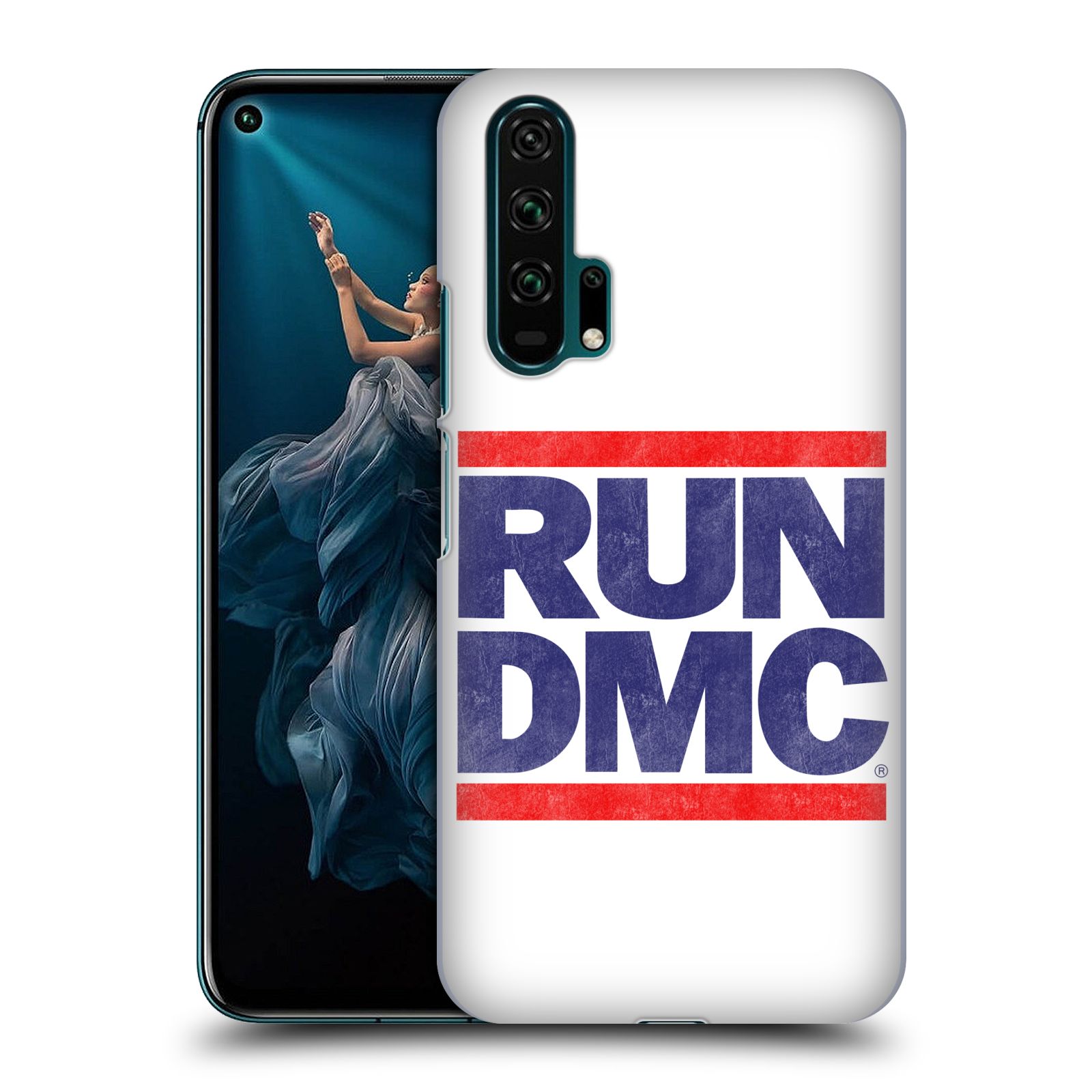 Pouzdro na mobil Honor 20 PRO - HEAD CASE - rapová kapela Run DMC modrá a červená nadpis