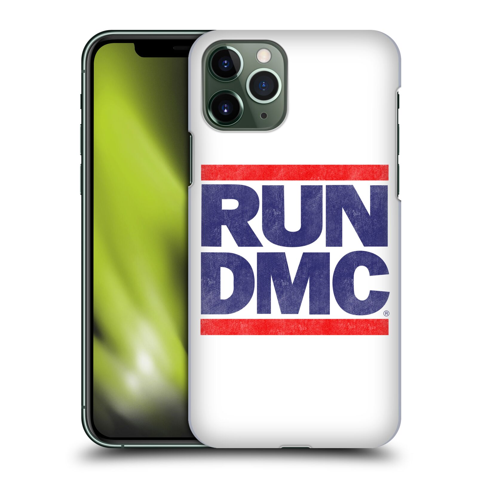 Pouzdro na mobil Apple Iphone 11 PRO - HEAD CASE - rapová kapela Run DMC modrá a červená nadpis