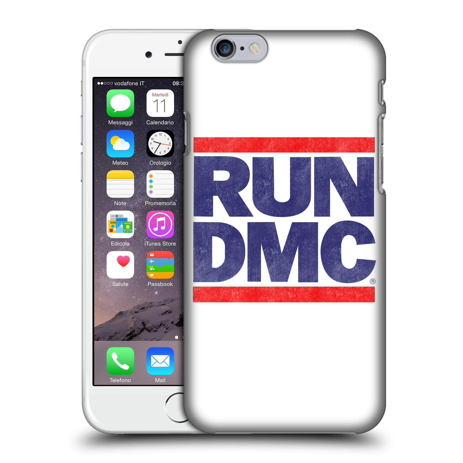 Plastové pouzdro pro mobil Apple Iphone 6/6S rapová kapela Run DMC modrá a červená nadpis