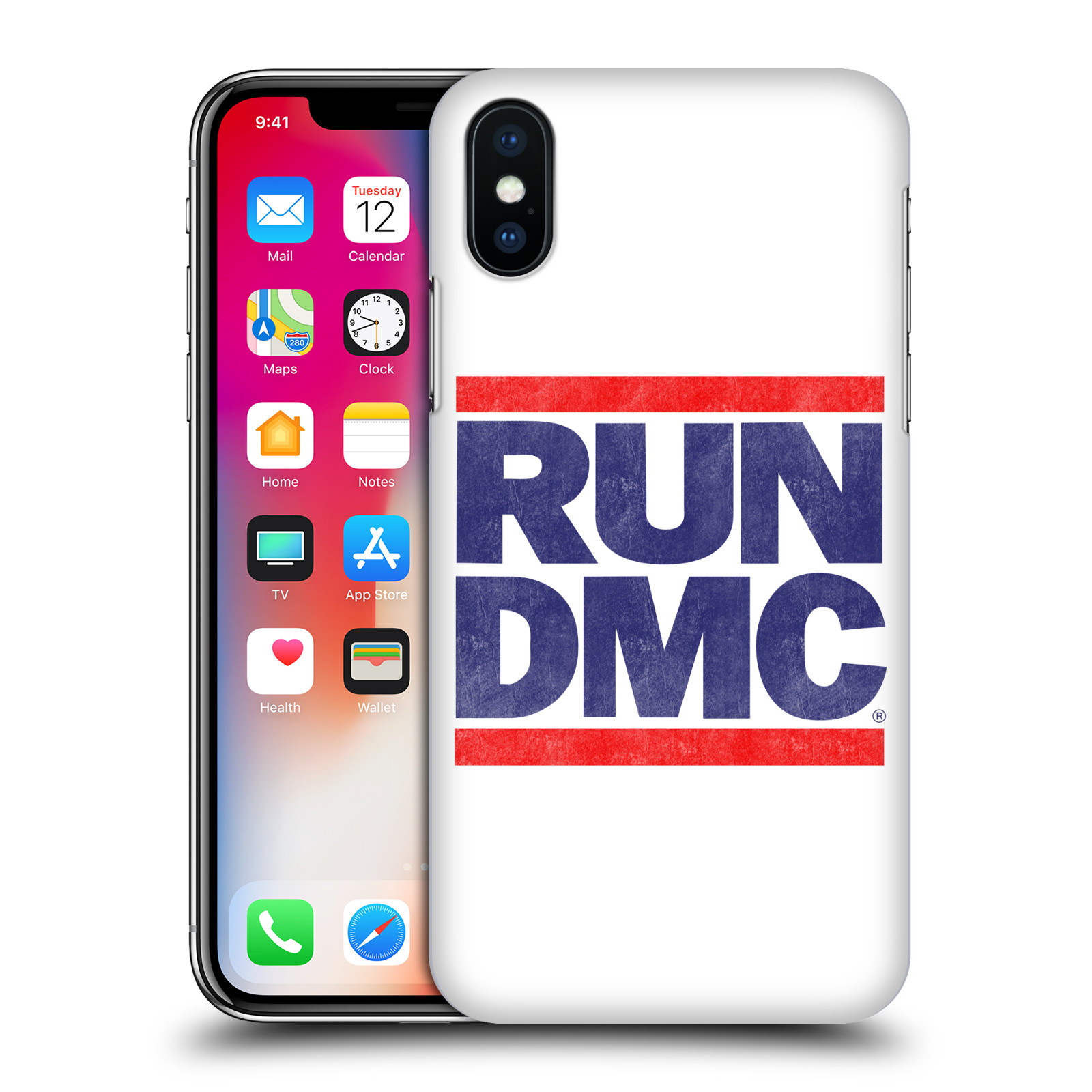 HEAD CASE plastový obal na mobil Apple Iphone X / XS rapová kapela Run DMC modrá a červená nadpis
