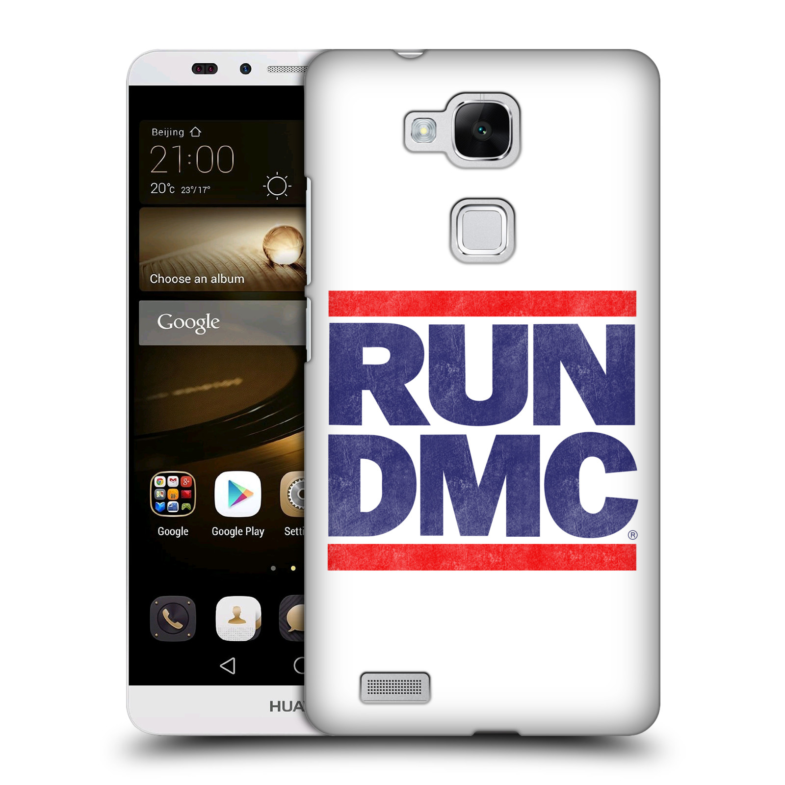 HEAD CASE plastový obal na mobil Huawei Mate 7 rapová kapela Run DMC modrá a červená nadpis