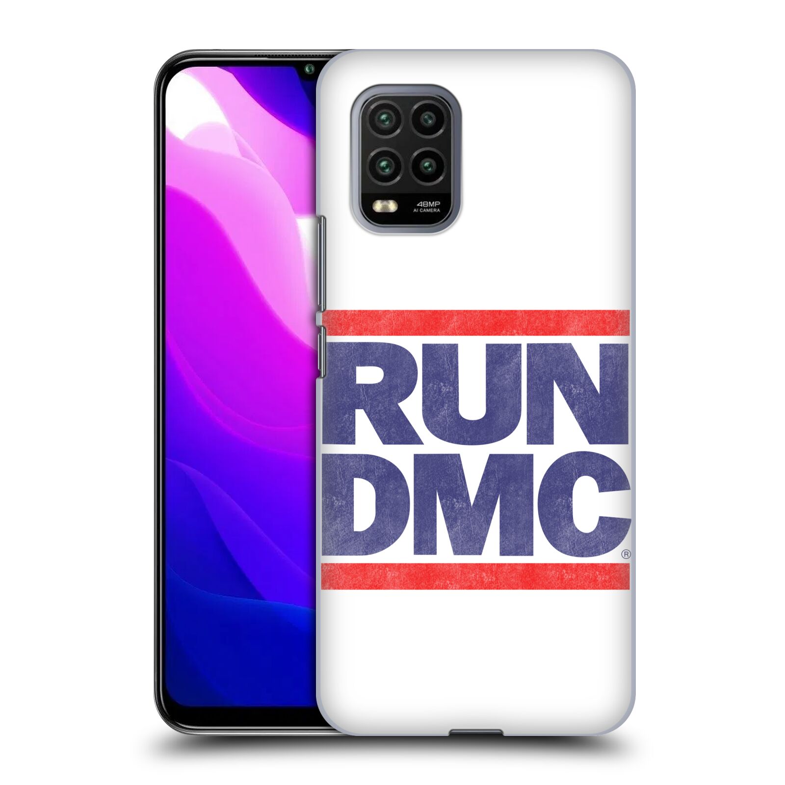 Zadní kryt, obal na mobil Xiaomi Mi 10 LITE rapová kapela Run DMC modrá a červená nadpis