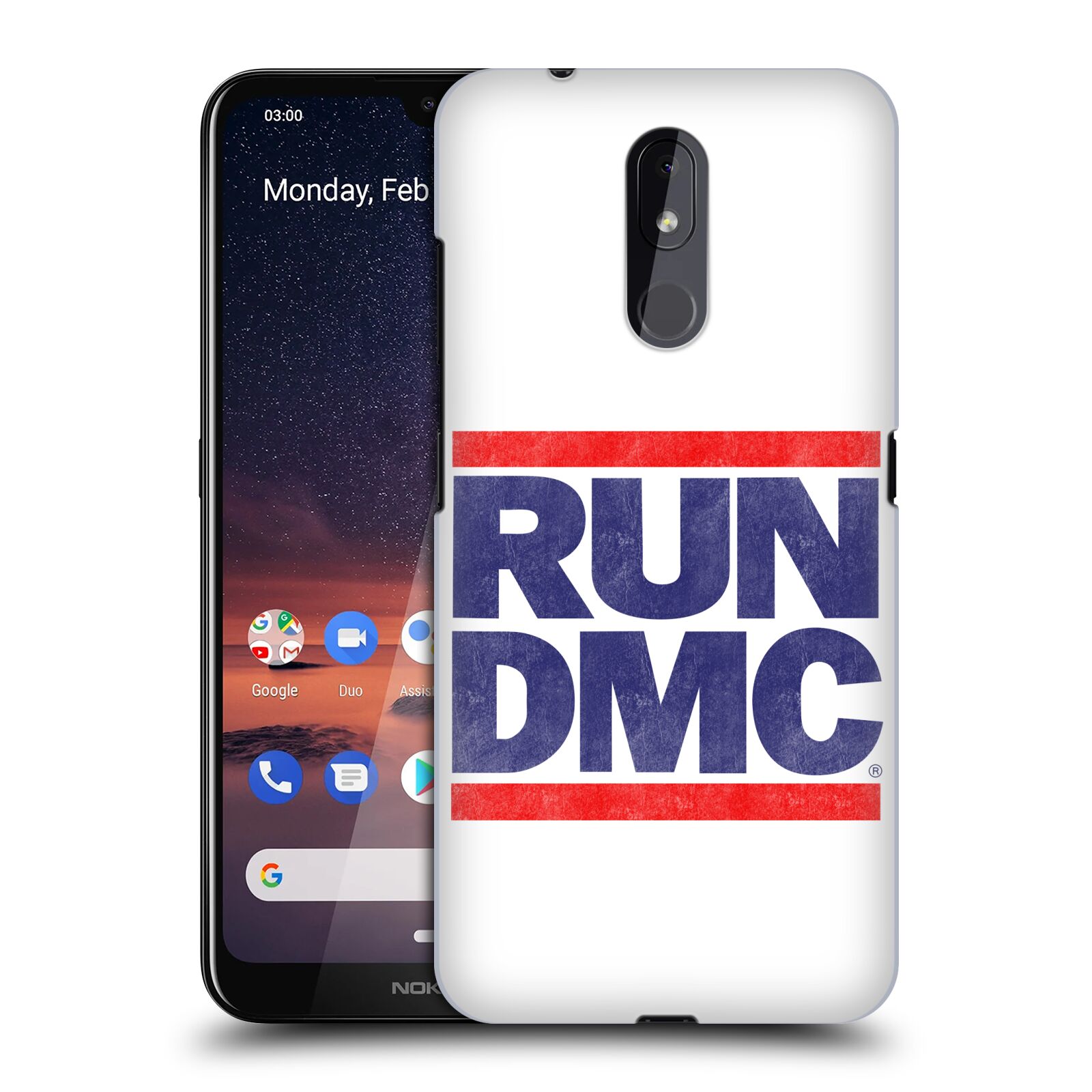 Pouzdro na mobil Nokia 3.2 - HEAD CASE - rapová kapela Run DMC modrá a červená nadpis