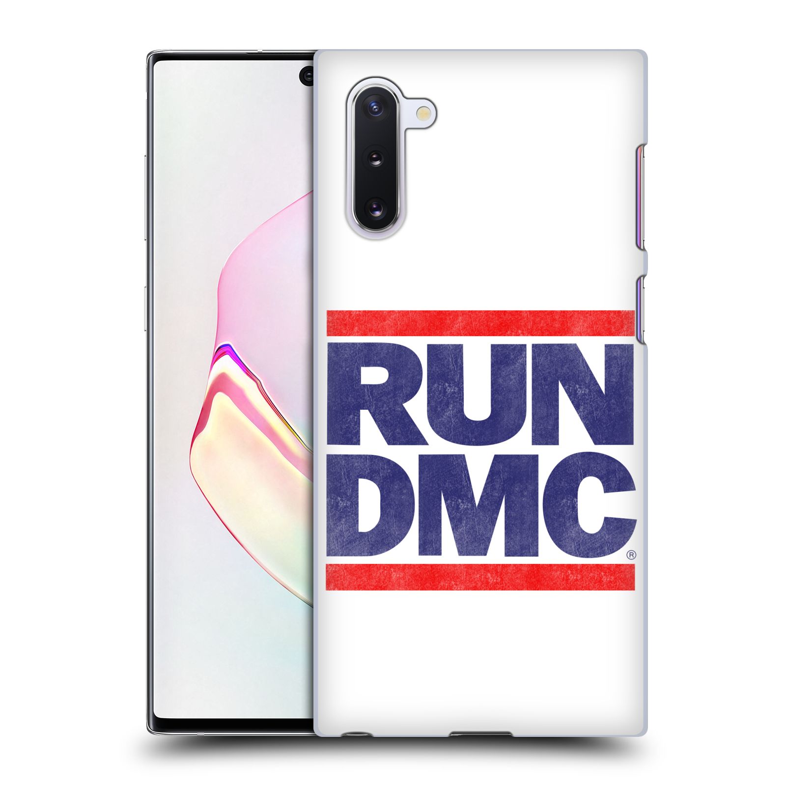 Pouzdro na mobil Samsung Galaxy Note 10 - HEAD CASE - rapová kapela Run DMC modrá a červená nadpis