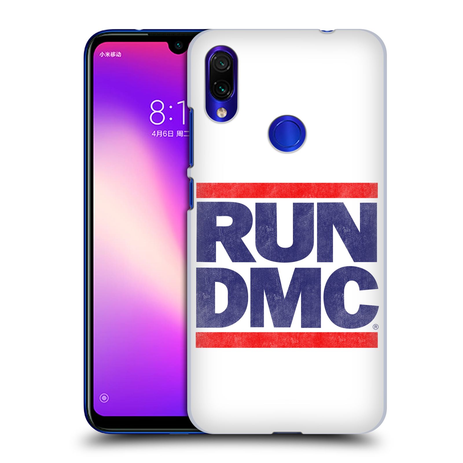 Pouzdro na mobil Xiaomi Redmi Note 7 - Head Case - rapová kapela Run DMC modrá a červená nadpis