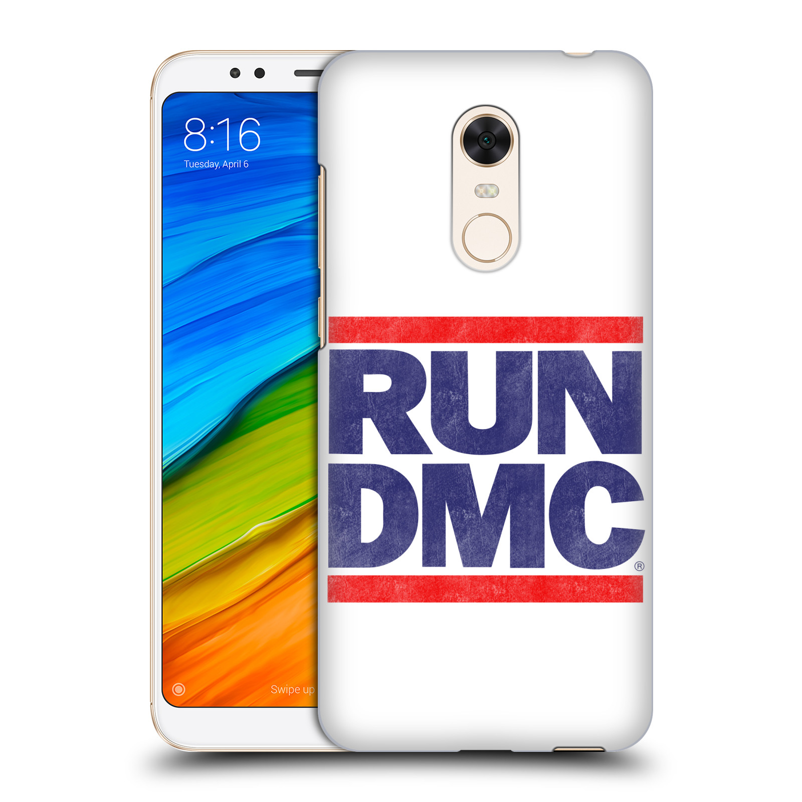 HEAD CASE plastový obal na mobil Xiaomi Redmi 5 PLUS rapová kapela Run DMC modrá a červená nadpis