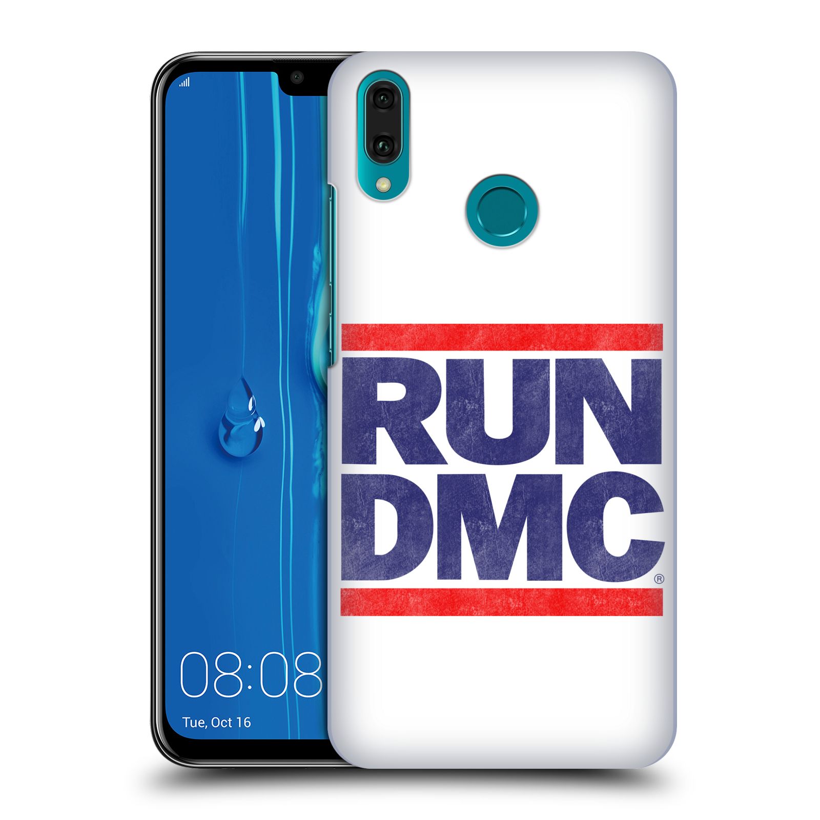Pouzdro na mobil Huawei Y9 2019 - HEAD CASE - rapová kapela Run DMC modrá a červená nadpis