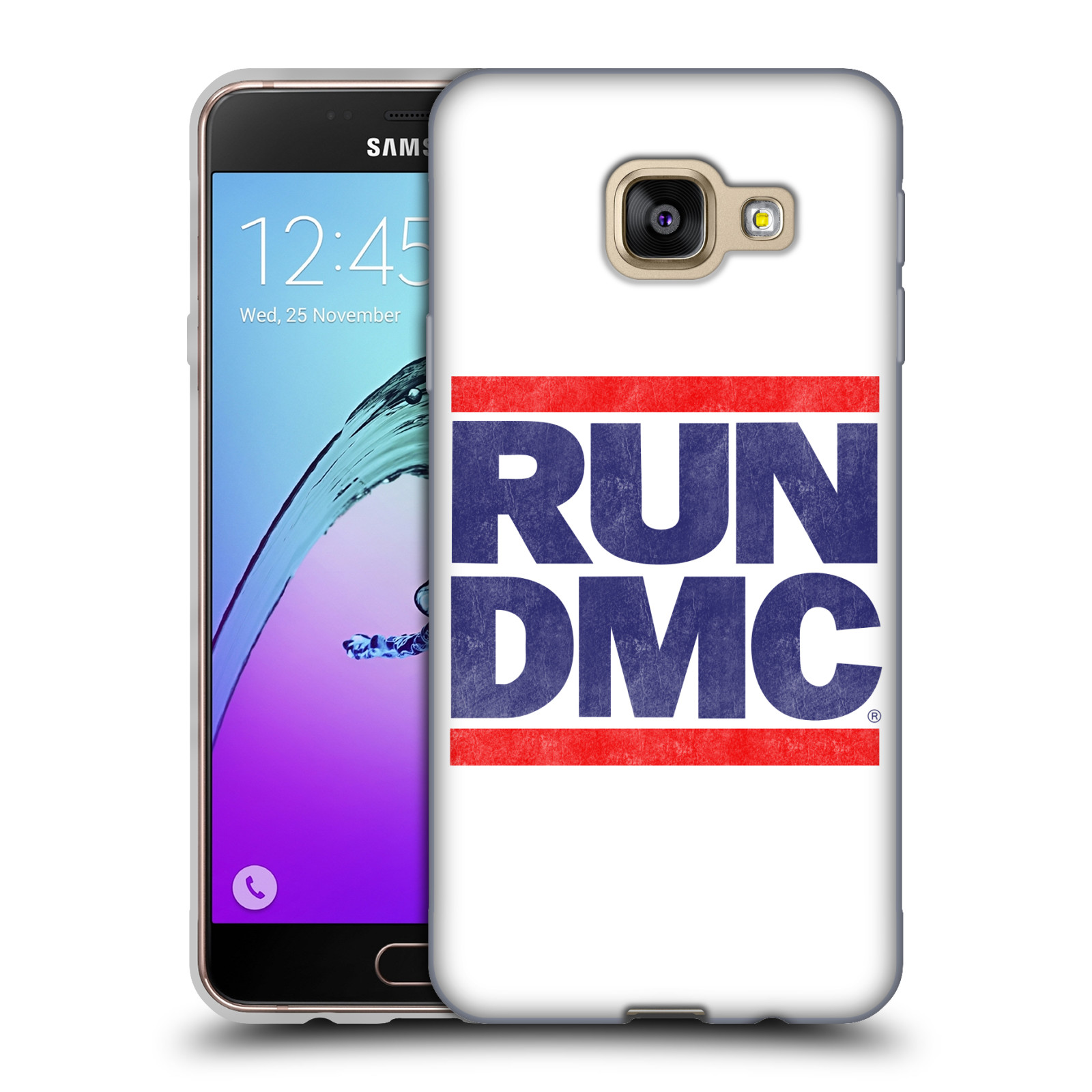 HEAD CASE silikonový obal na mobil Samsung Galaxy A3 2016 (A310) rapová kapela Run DMC modrá a červená nadpis