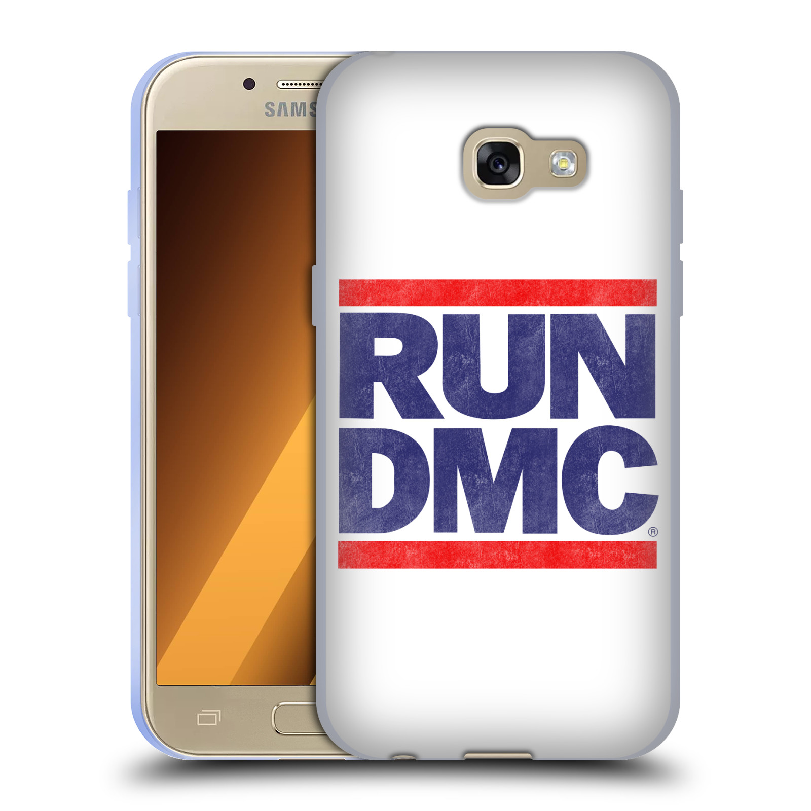 HEAD CASE silikonový obal na mobil Samsung Galaxy A3 2017 (A320) rapová kapela Run DMC modrá a červená nadpis