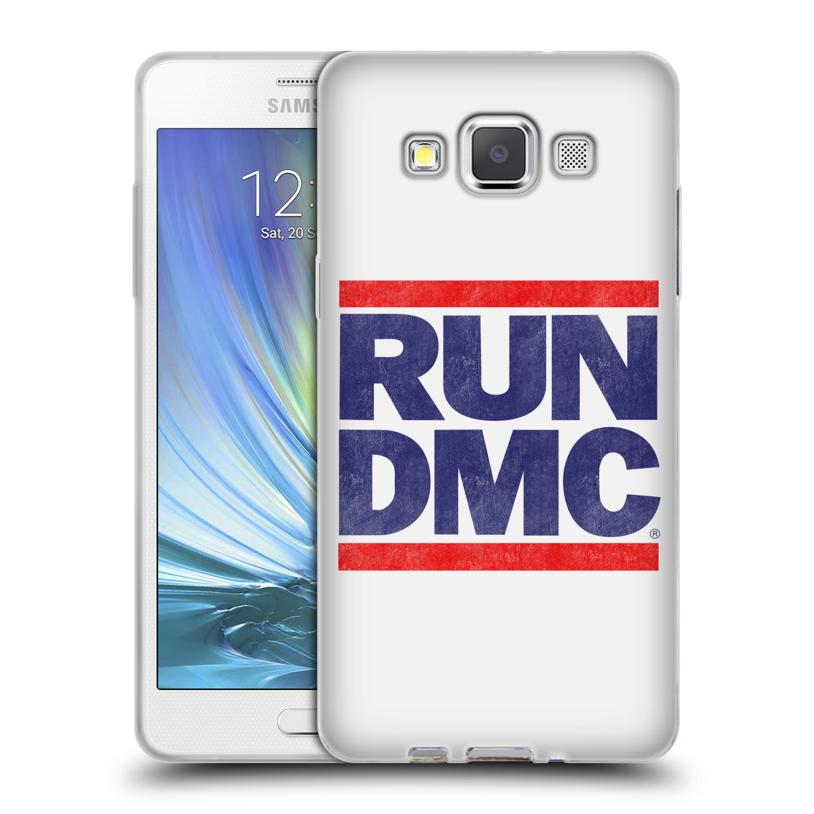 HEAD CASE silikonový obal na mobil Samsung Galaxy A5 (A500) rapová kapela Run DMC modrá a červená nadpis