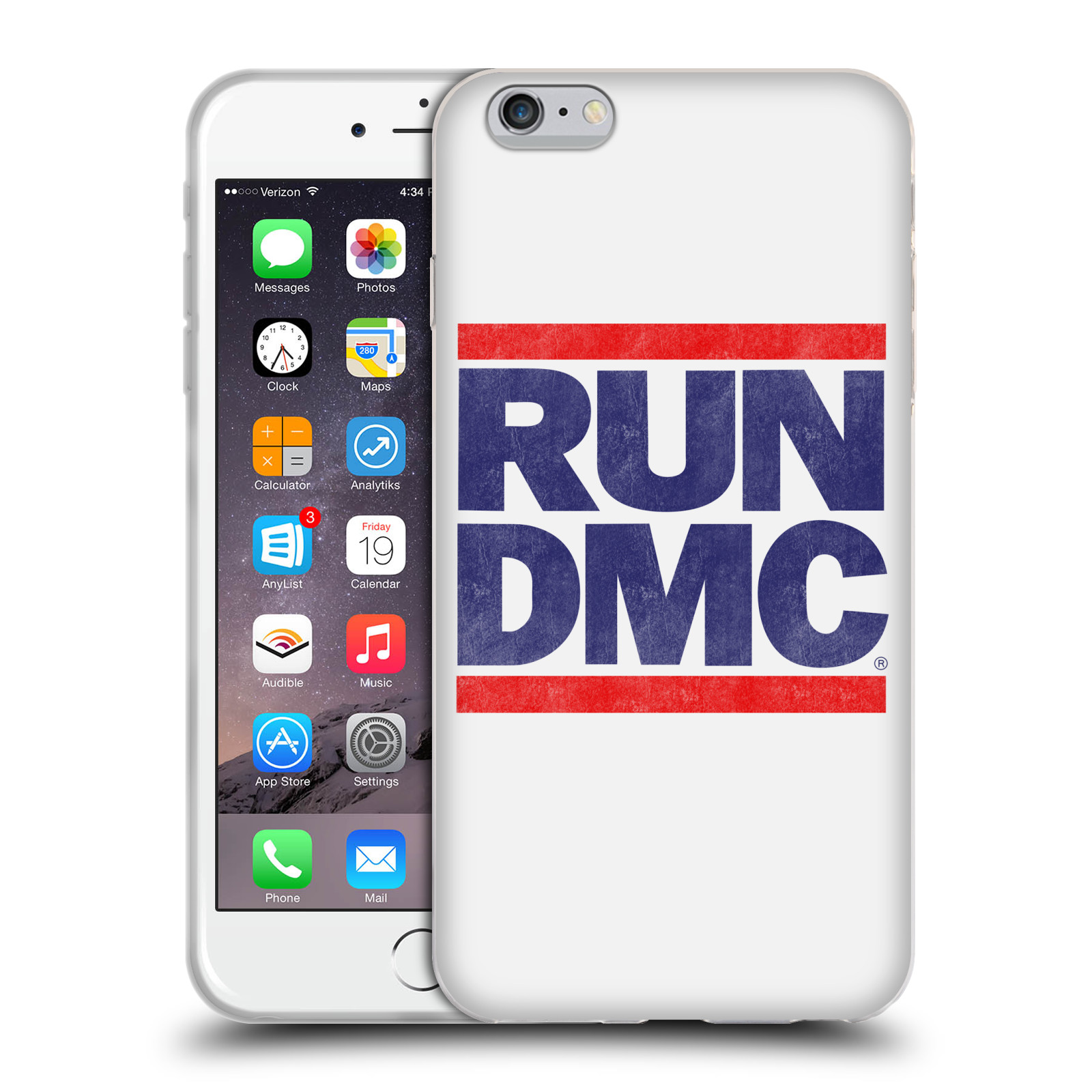 HEAD CASE silikonový obal na mobil Apple Iphone 6/6S PLUS rapová kapela Run DMC modrá a červená nadpis